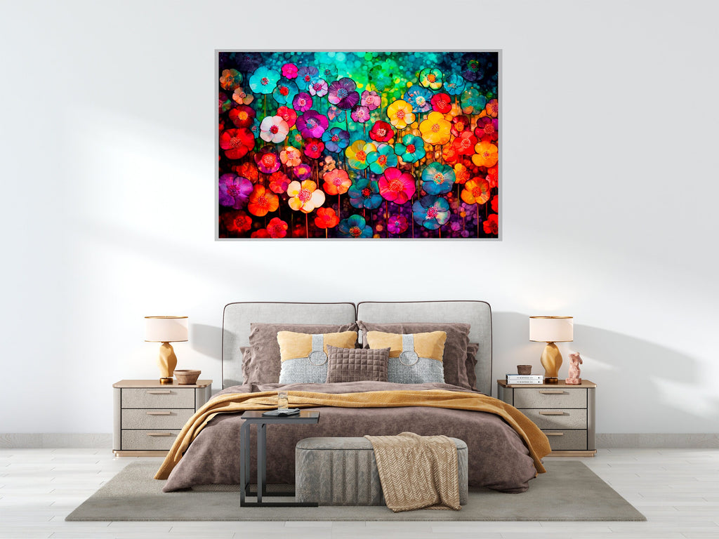 Floral Mosaic Acrylic Glass Wall Art: Luminous Petals, Modern Landscape