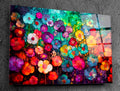 Floral Mosaic Acrylic Glass Wall Art: Luminous Petals, Modern Landscape