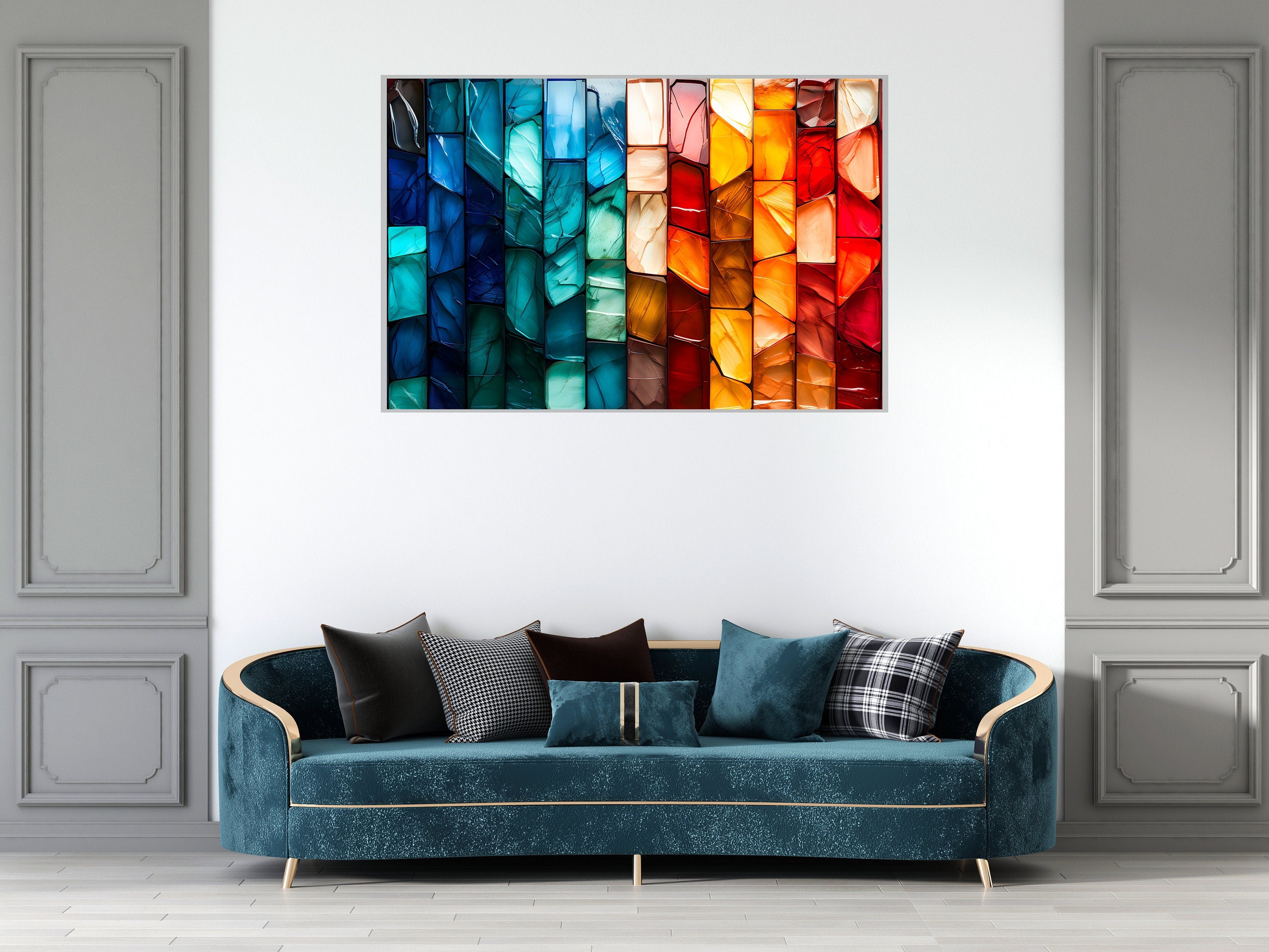 Marble Radiance Acrylic Glass Wall Art: Modern Landscape Decor