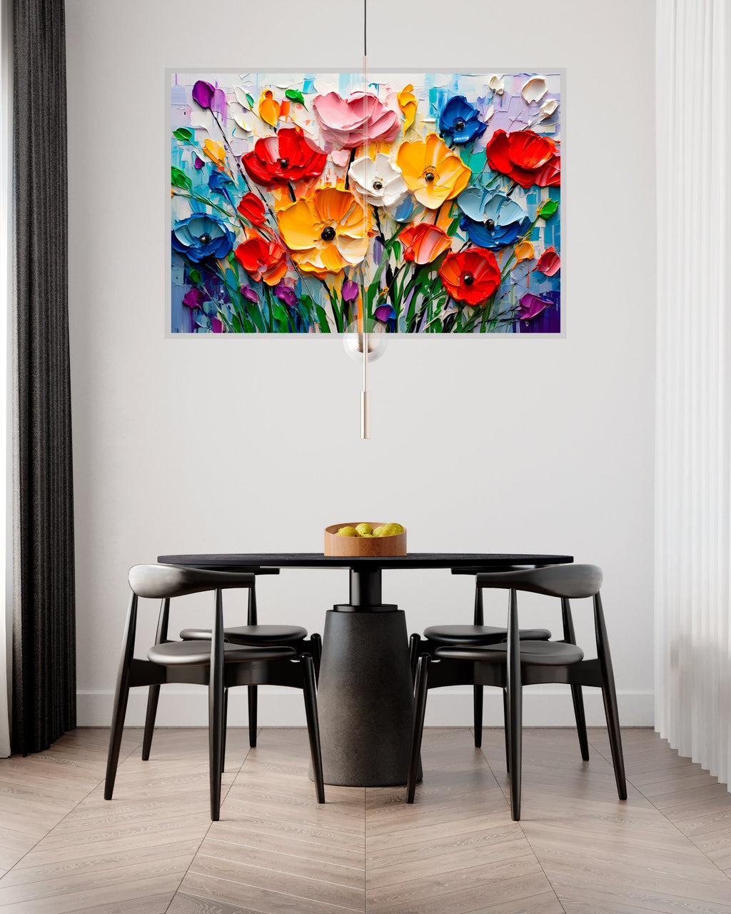 Impasto Bloom Acrylic Glass Wall Art: Modern Landscape Painting