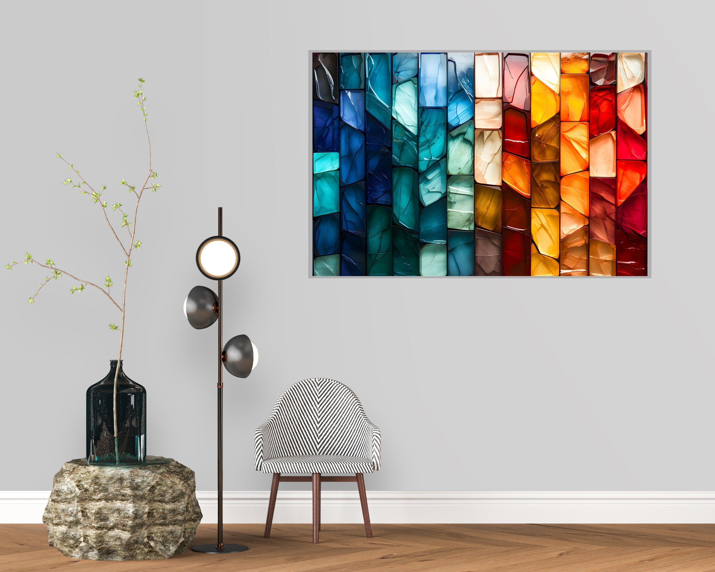 Marble Radiance Acrylic Glass Wall Art: Modern Landscape Decor