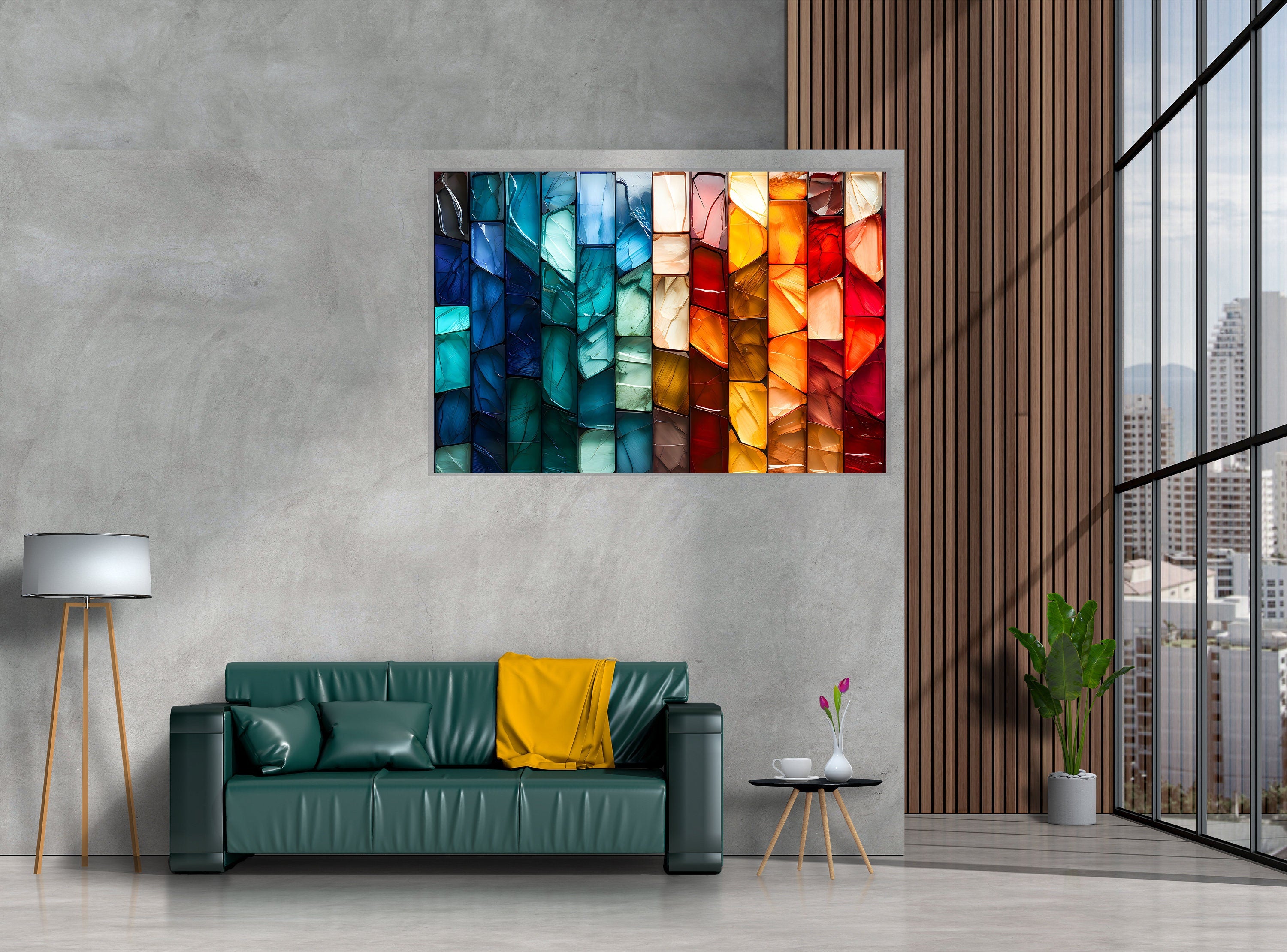 Marble Radiance Acrylic Glass Wall Art: Modern Landscape Decor
