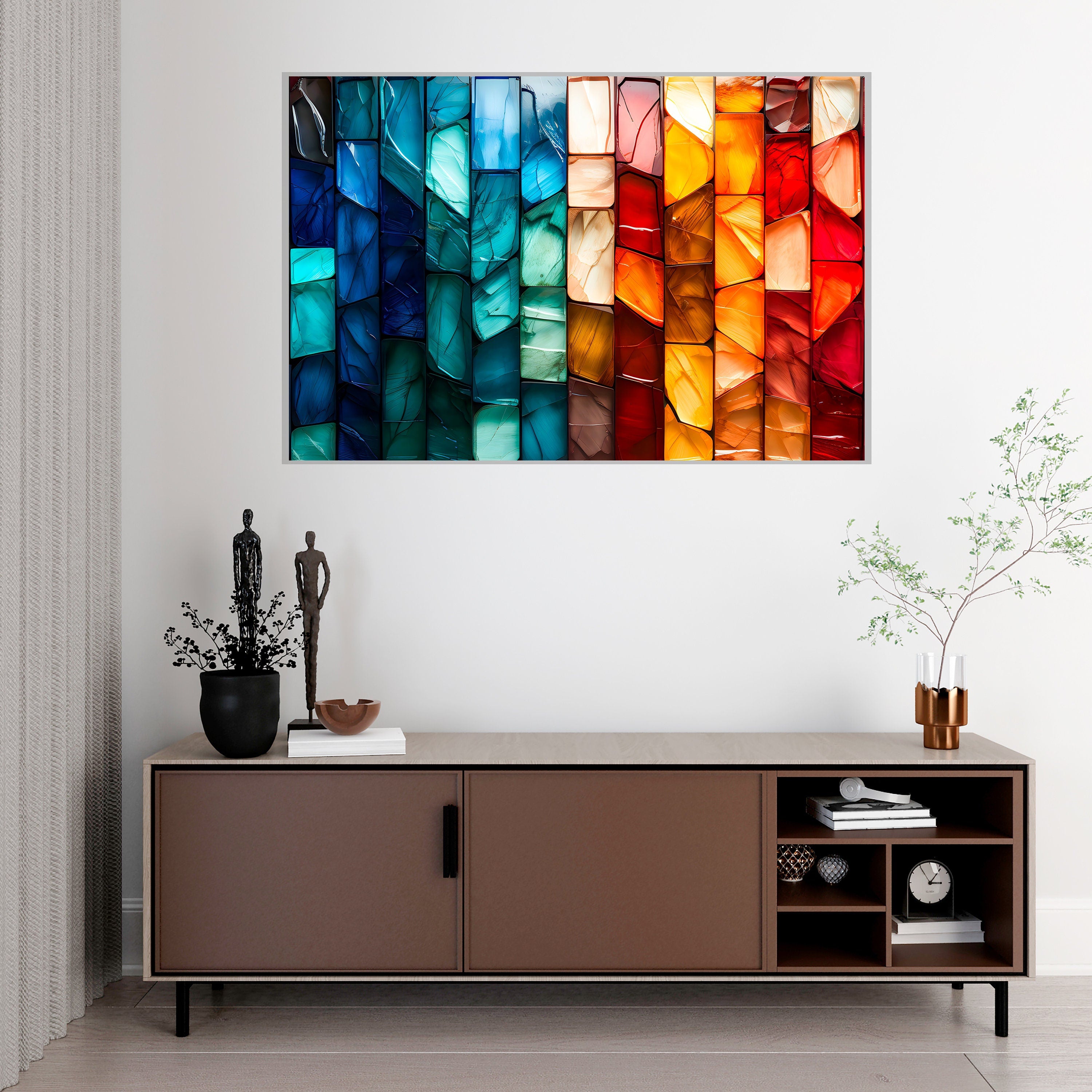 Marble Radiance Acrylic Glass Wall Art: Modern Landscape Decor