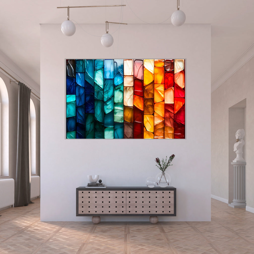 Marble Radiance Acrylic Glass Wall Art: Modern Landscape Decor