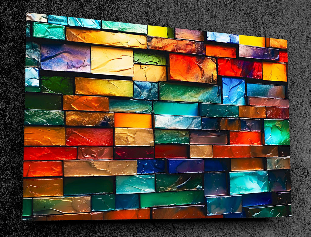 Marbella Crystal AcrylGlass 3D Wall Art: Jewel Tone Mosaic, Modern Home Decor
