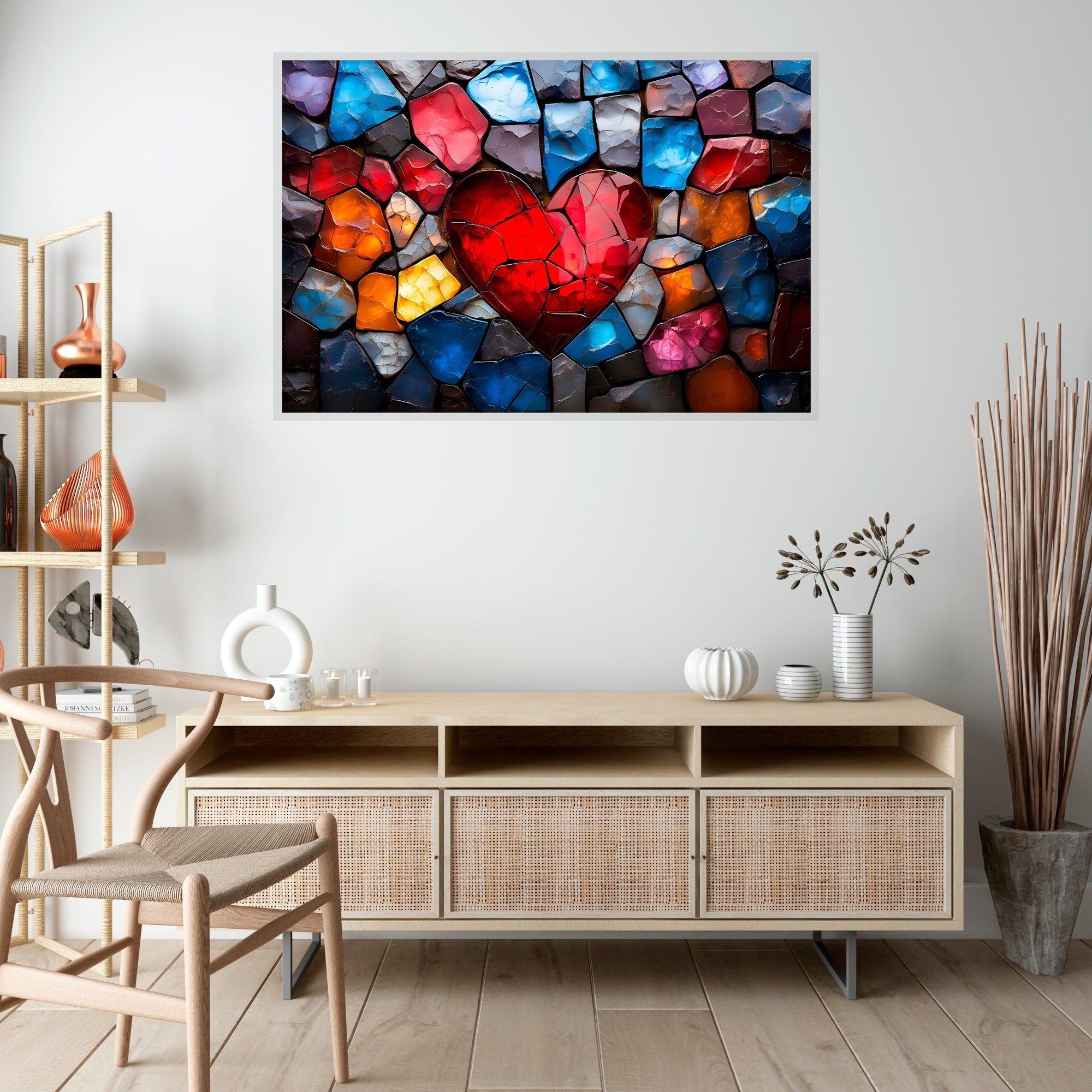 Landscape Acrylic Glass Wall Art: Modern Heartlight Design