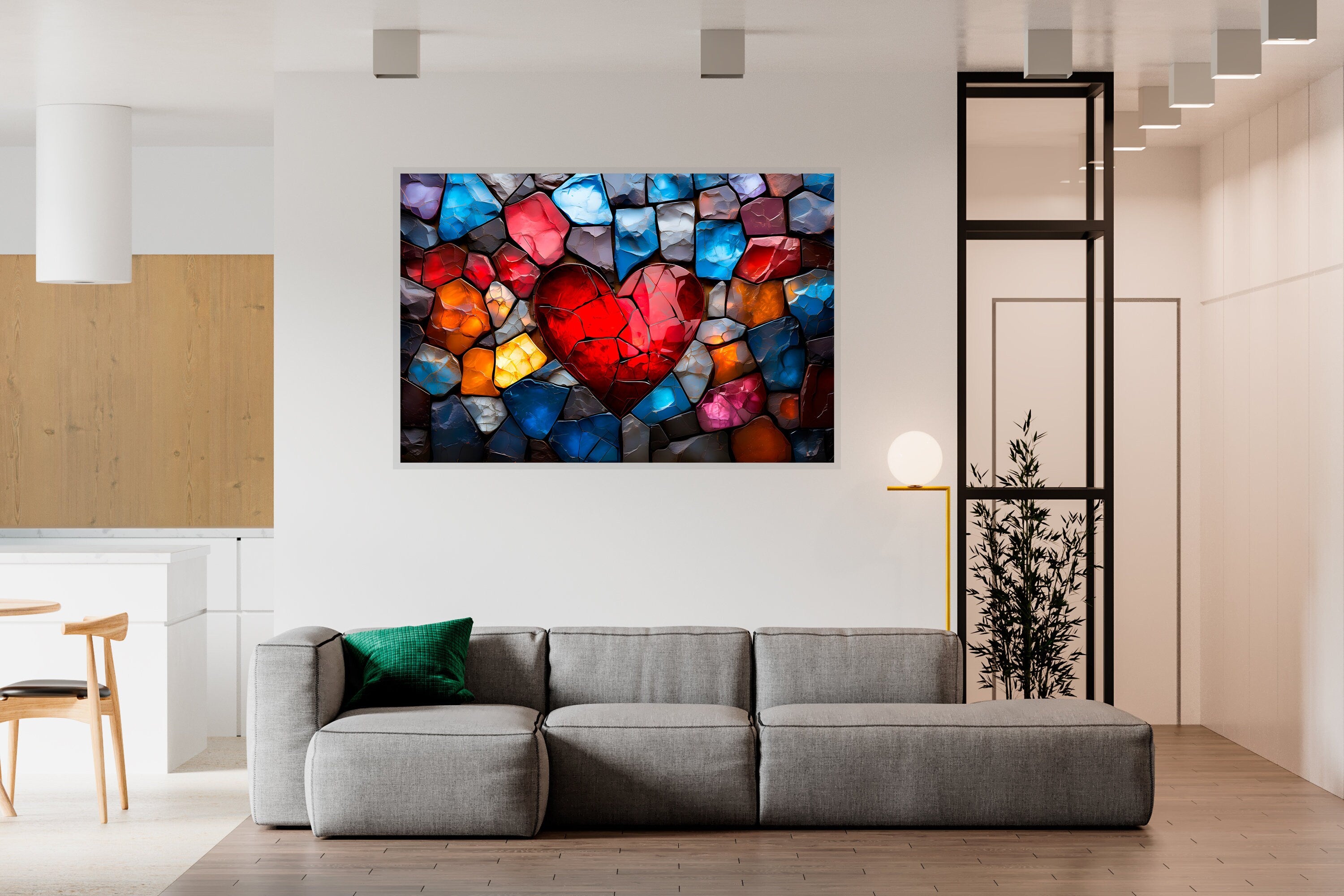 Landscape Acrylic Glass Wall Art: Modern Heartlight Design