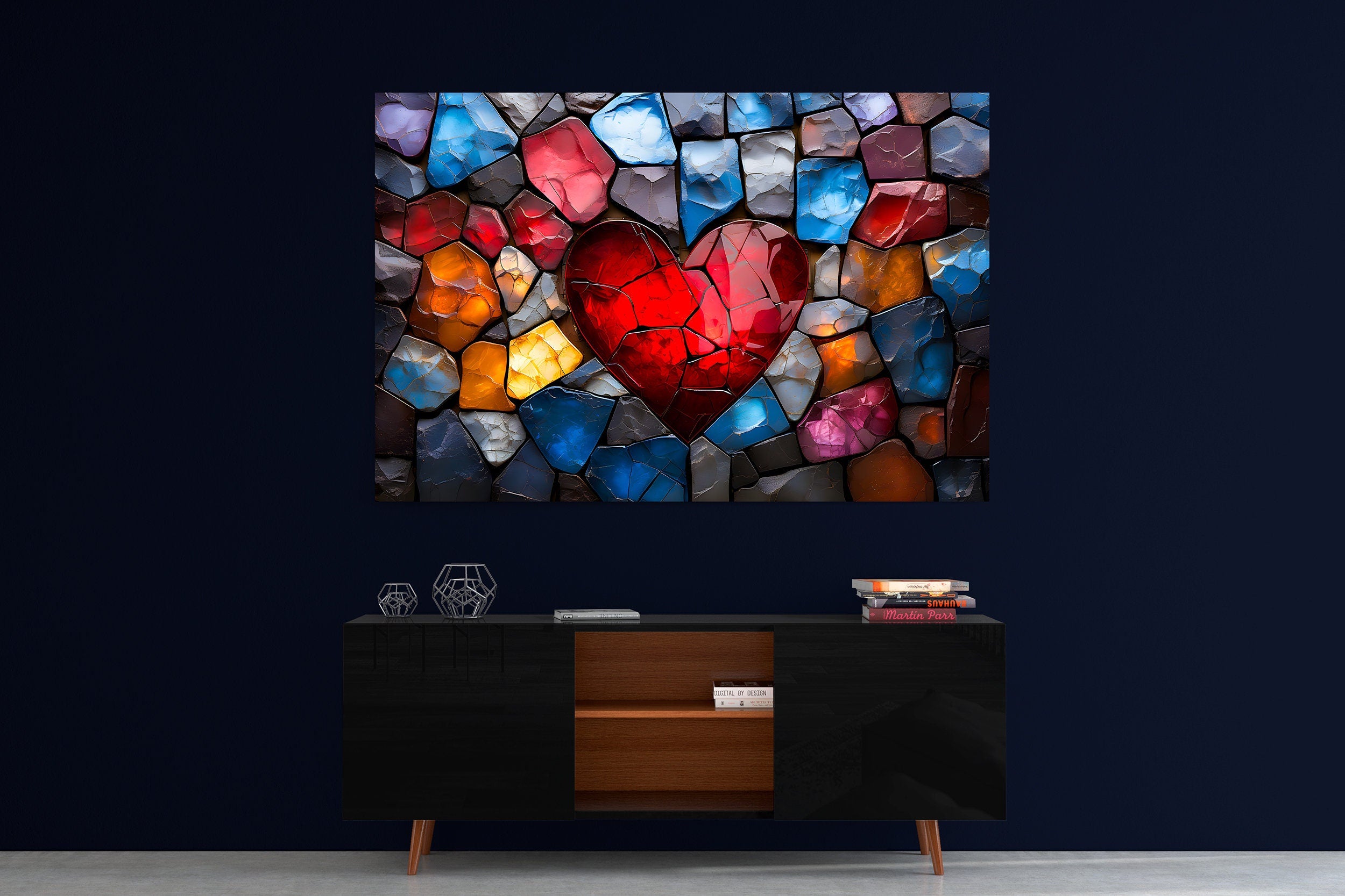 Landscape Acrylic Glass Wall Art: Modern Heartlight Design