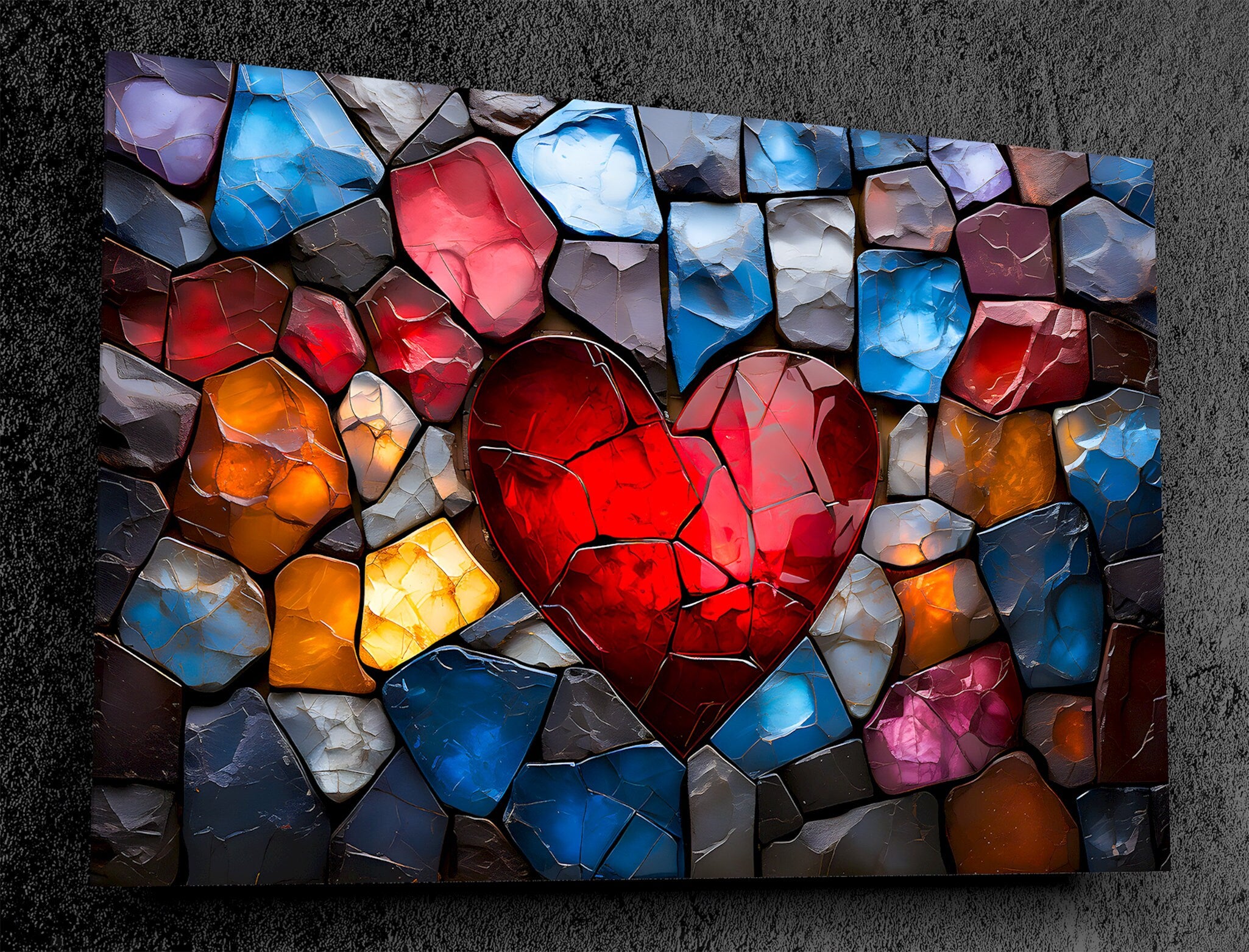 Landscape Acrylic Glass Wall Art: Modern Heartlight Design