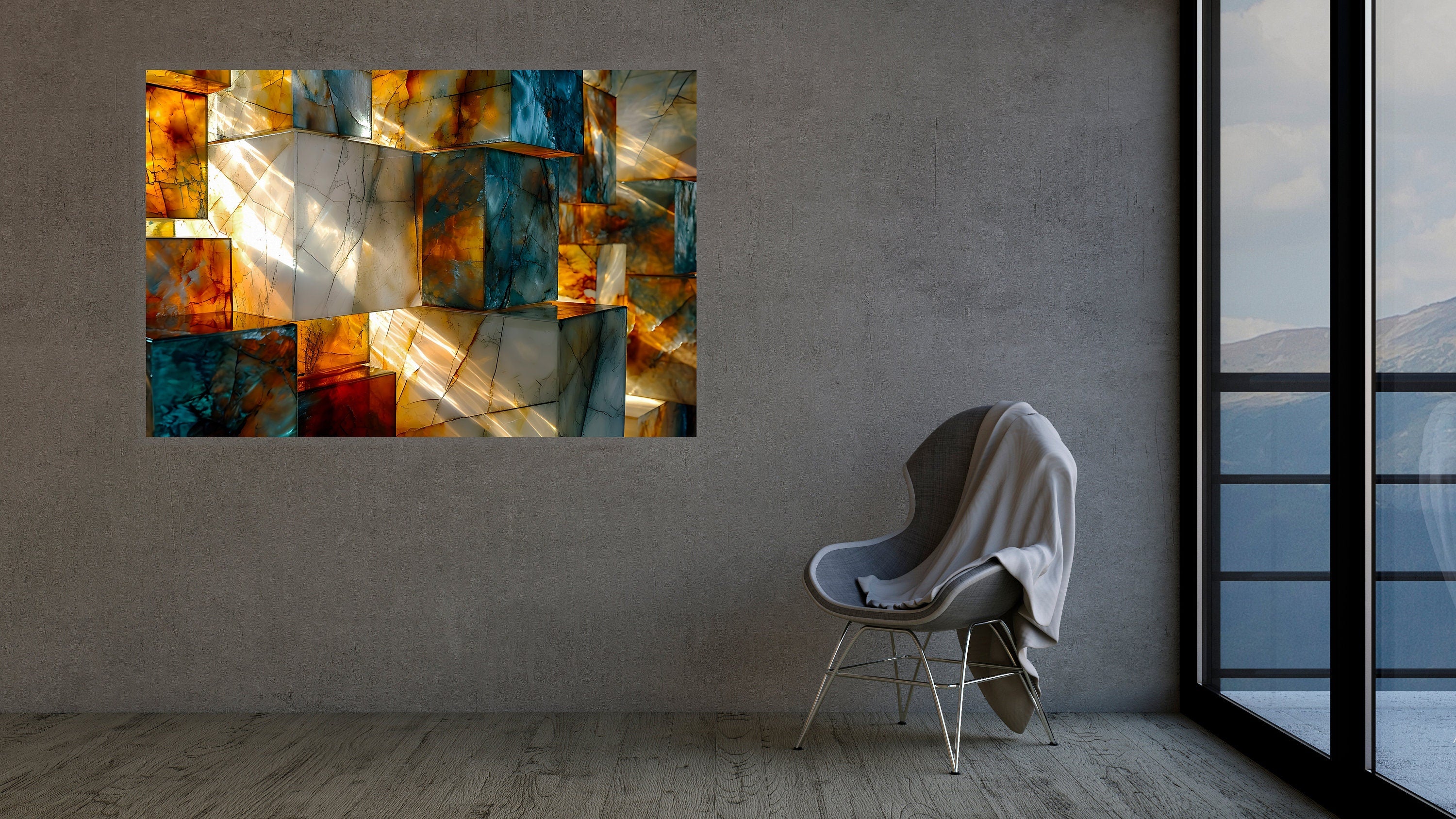 Luminous Monolith Luxury Crystal Acrylic Wall Art | Illuminated Onyx Inspired Statement Panel