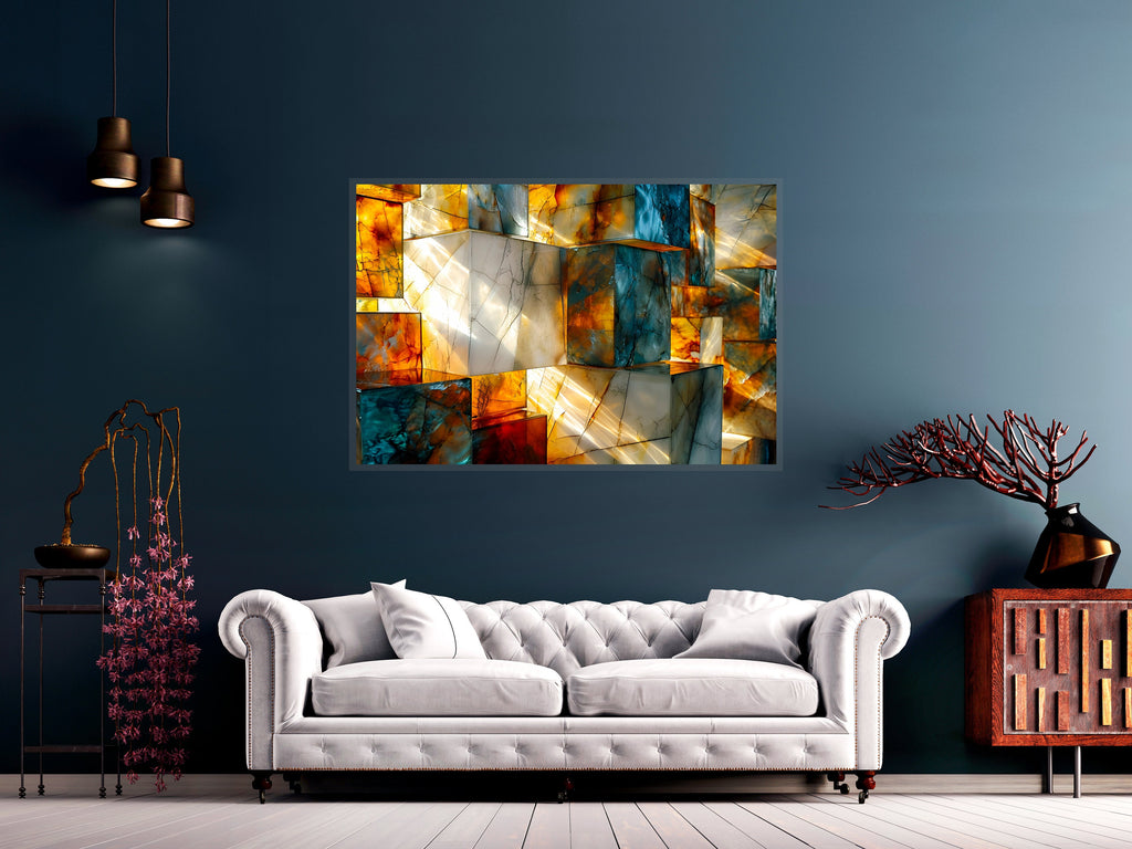 Luminous Monolith Luxury Crystal Acrylic Wall Art | Illuminated Onyx Inspired Statement Panel