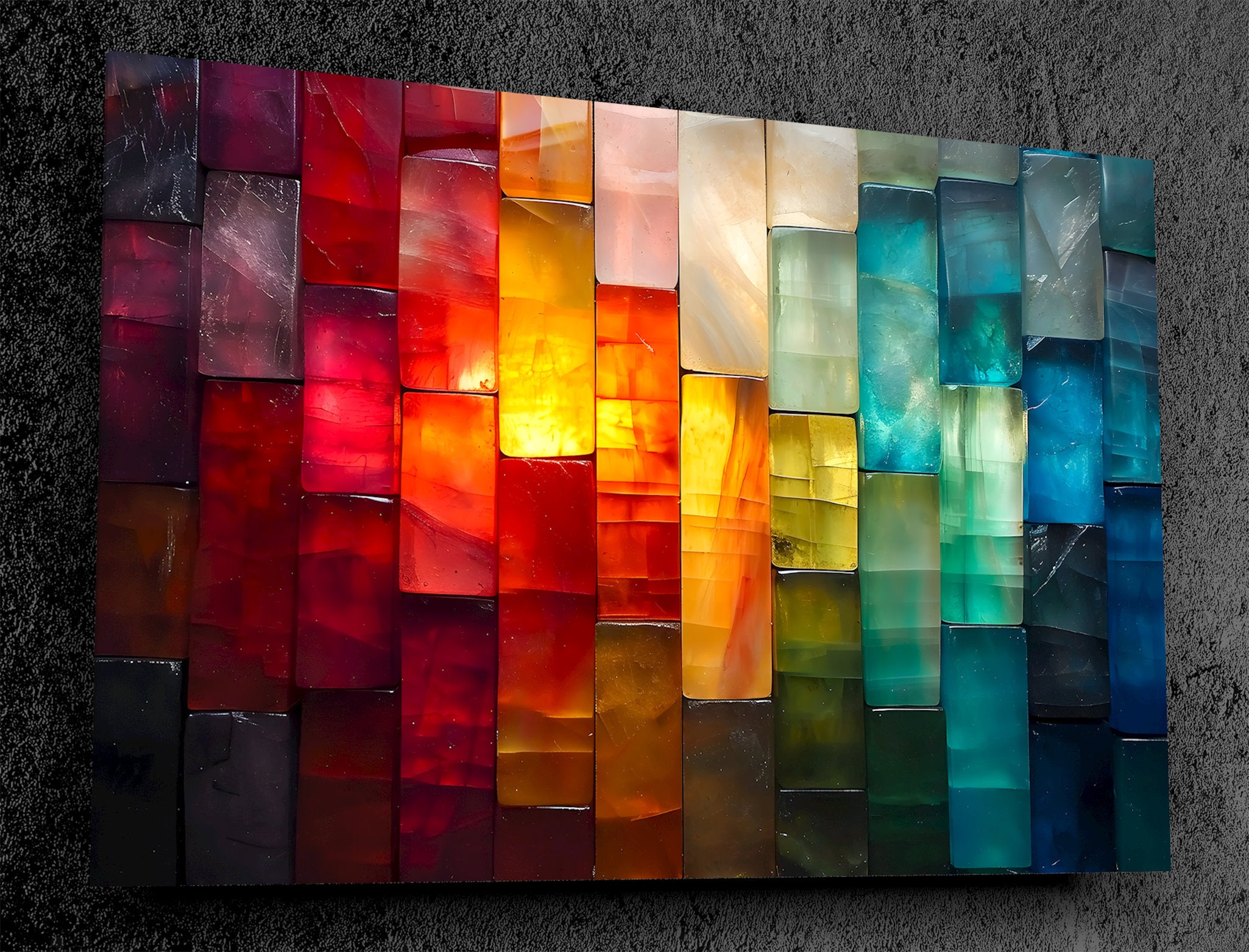 Geometric Landscape Acrylic Glass Wall Art: Modern Living Room Decor