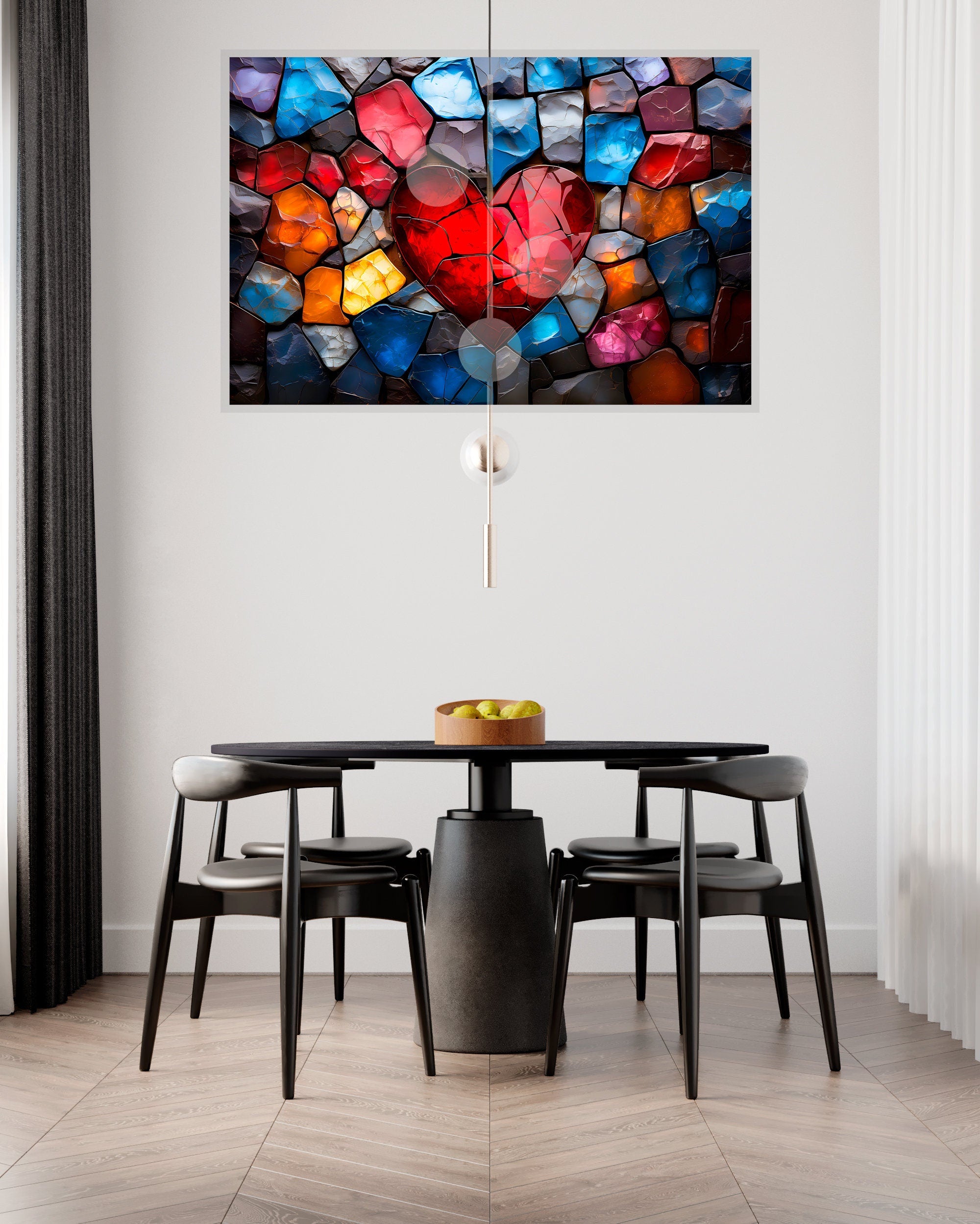 Landscape Acrylic Glass Wall Art: Modern Heartlight Design
