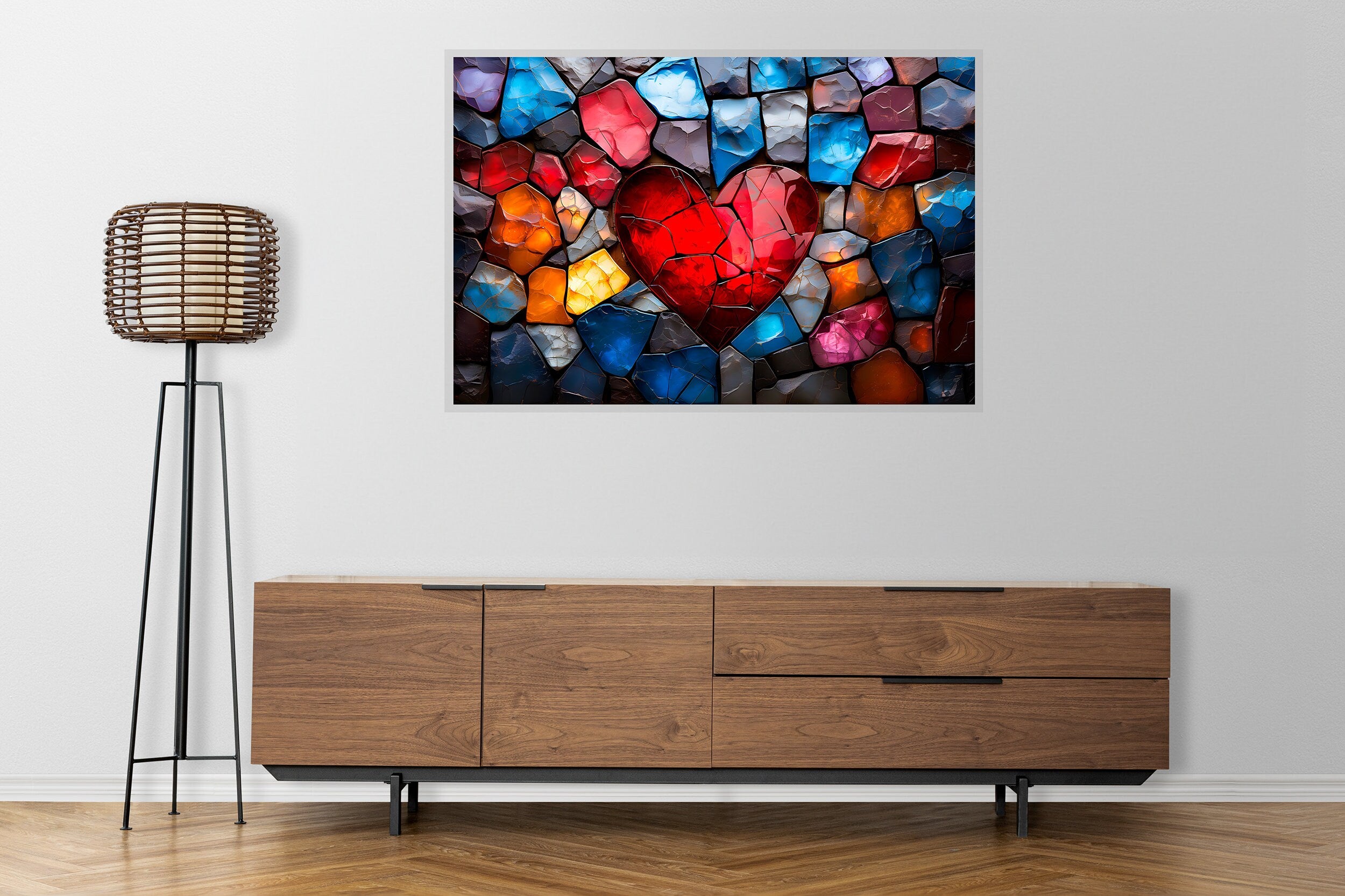Landscape Acrylic Glass Wall Art: Modern Heartlight Design