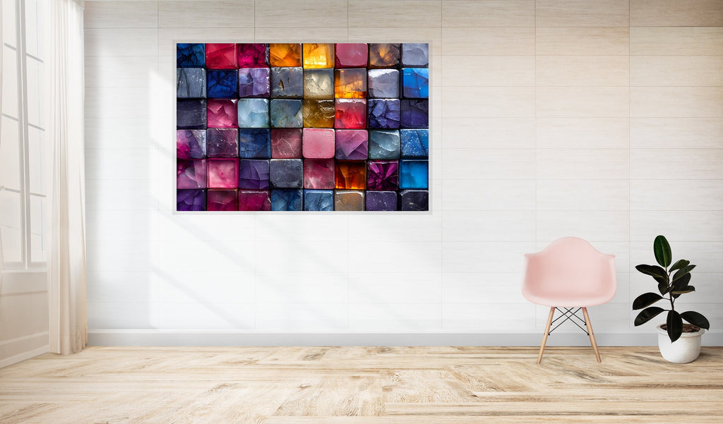 Quartzlight Depths Acrylic Glass Wall Art: Luminous Geode Landscape