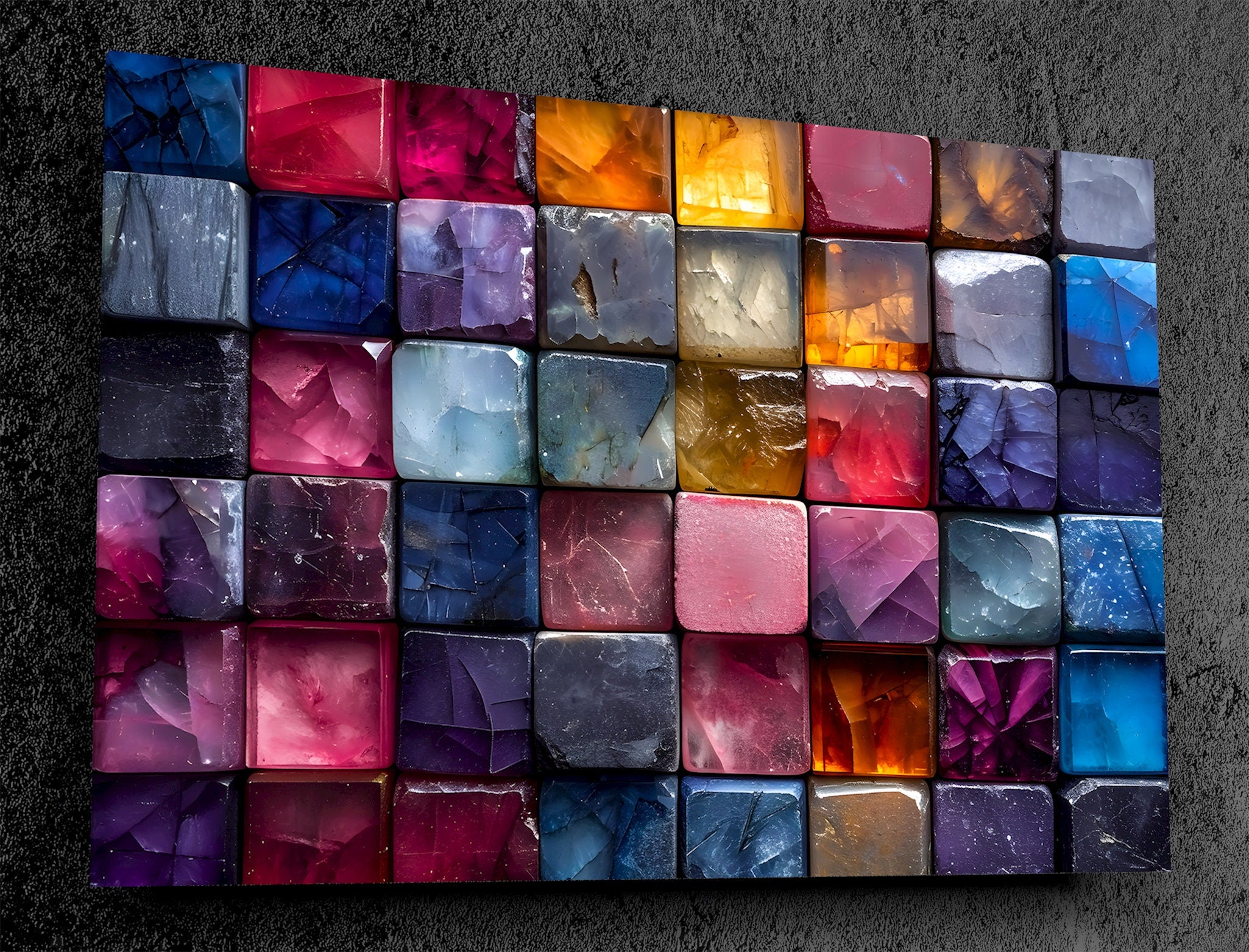 Quartzlight Depths Acrylic Glass Wall Art: Luminous Geode Landscape