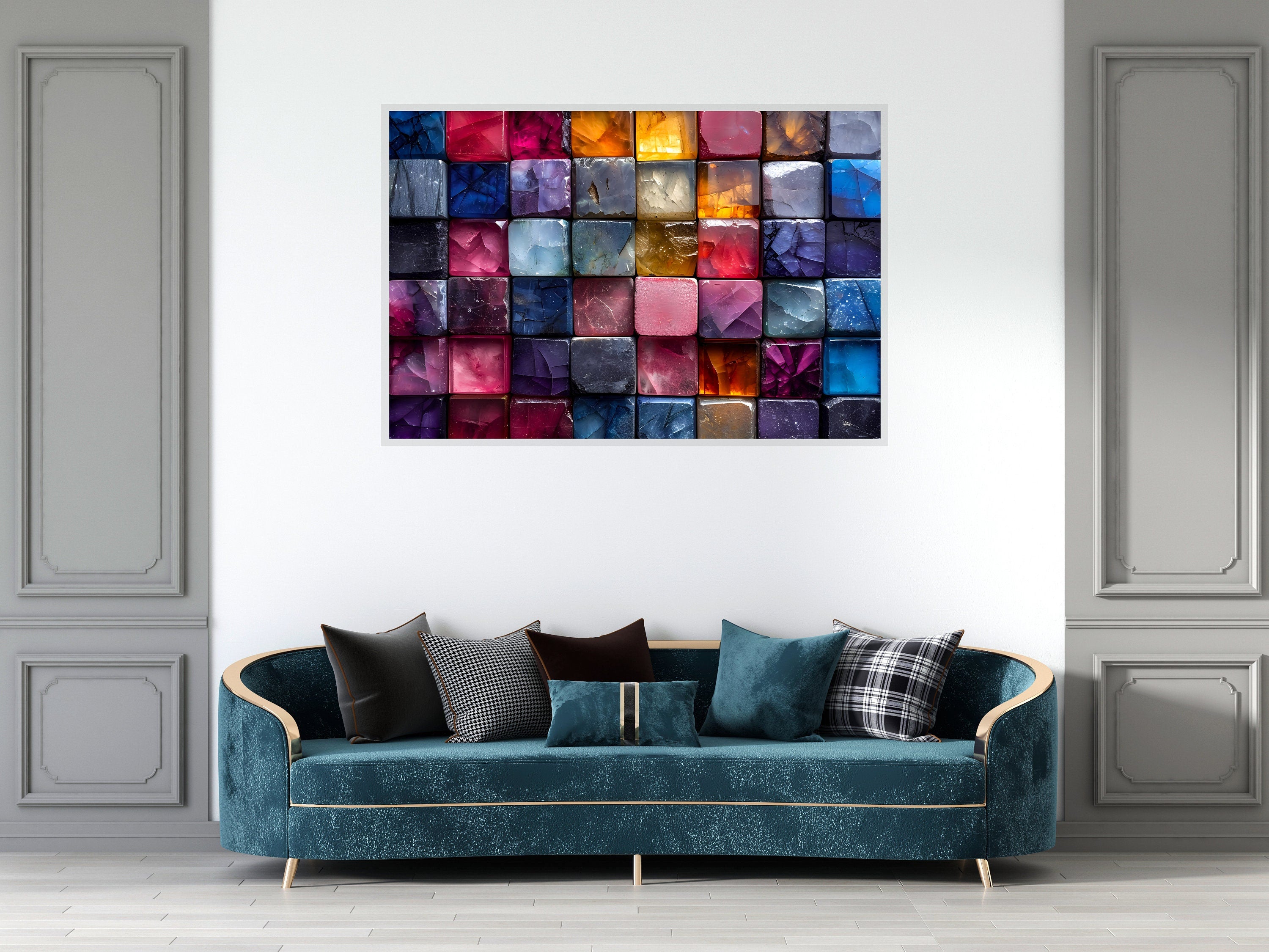 Quartzlight Depths Acrylic Glass Wall Art: Luminous Geode Landscape