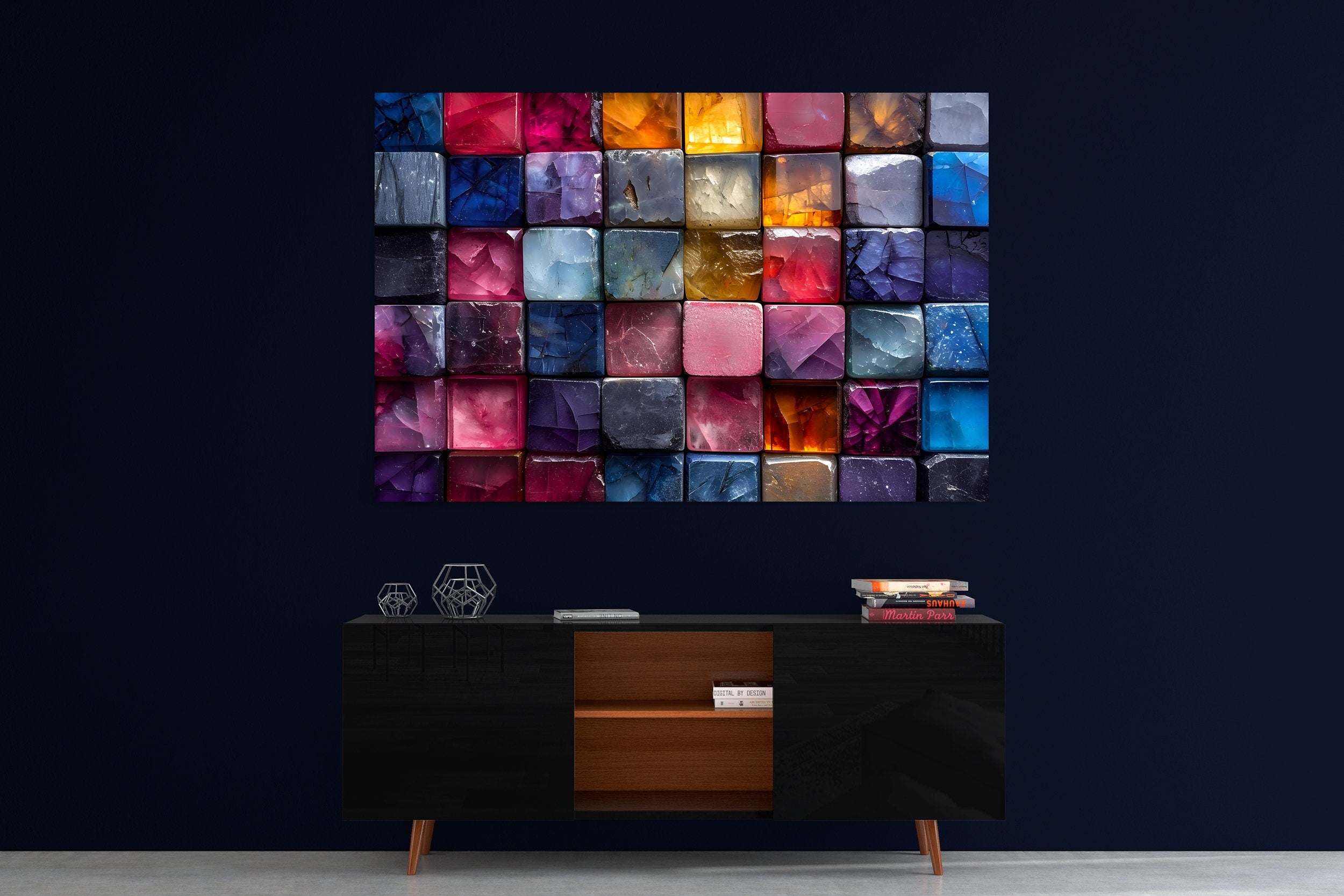 Quartzlight Depths Acrylic Glass Wall Art: Luminous Geode Landscape