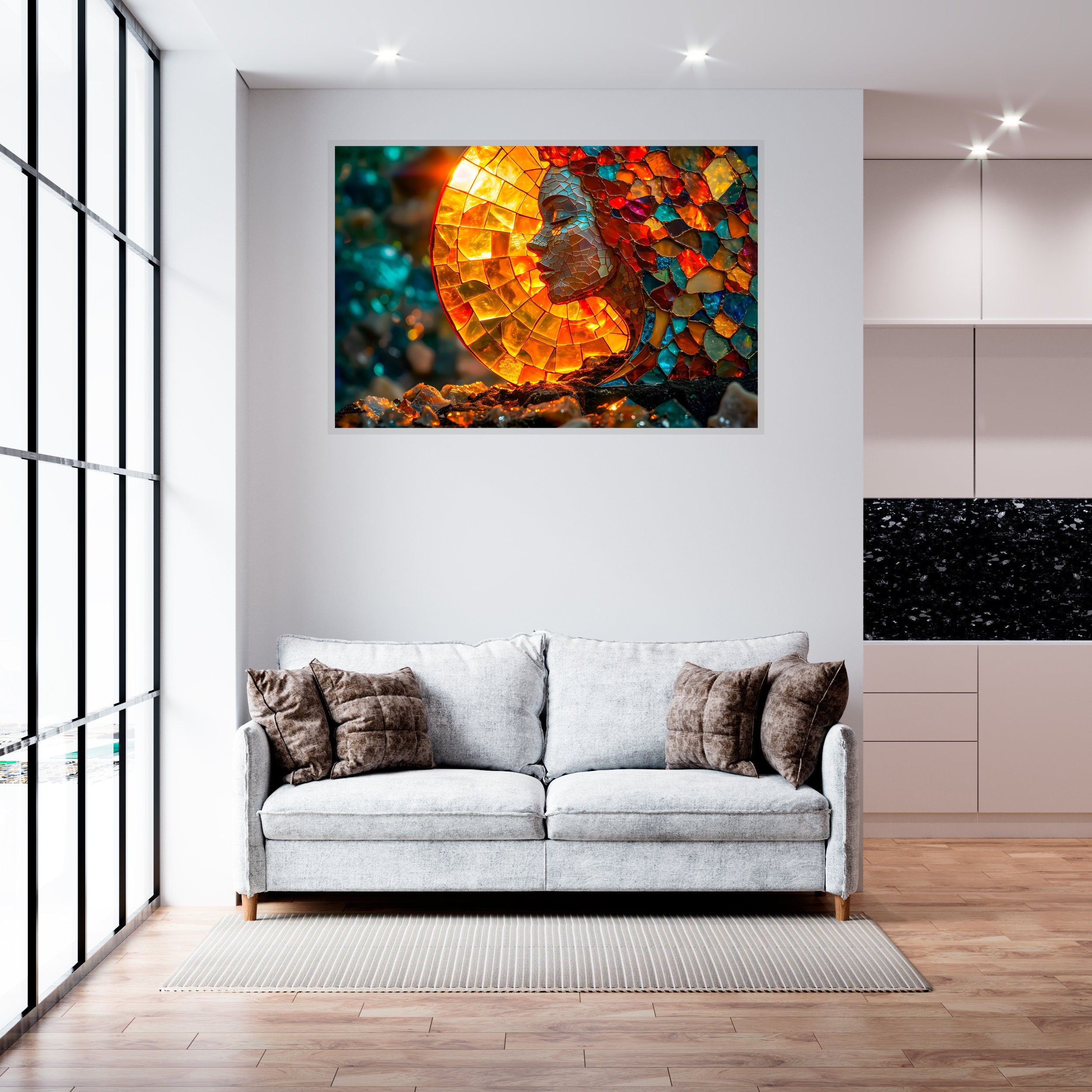 Reflective Serenity Acrylic Glass Wall Art: Modern Landscape Home Decor