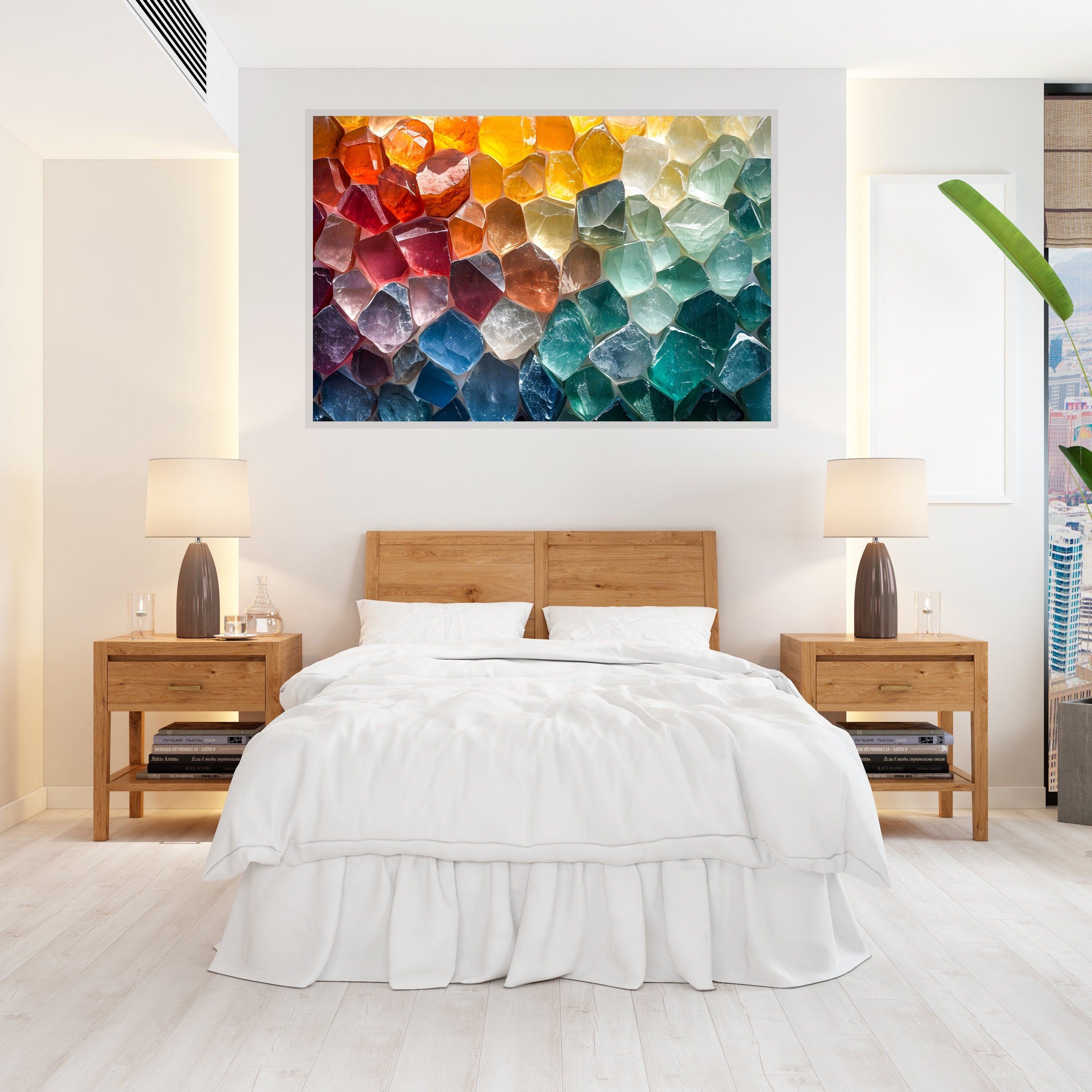 Crystal Geode AcrylGlass Wall Art: Luminous Modern Decor