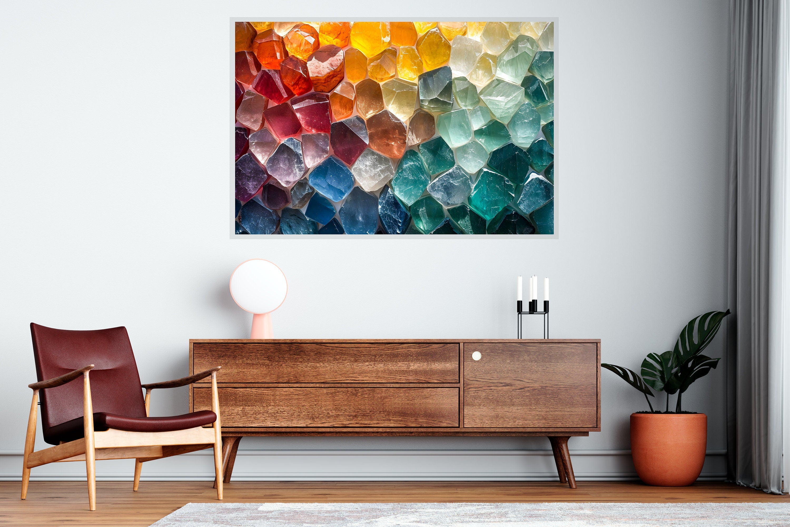 Crystal Geode AcrylGlass Wall Art: Luminous Modern Decor