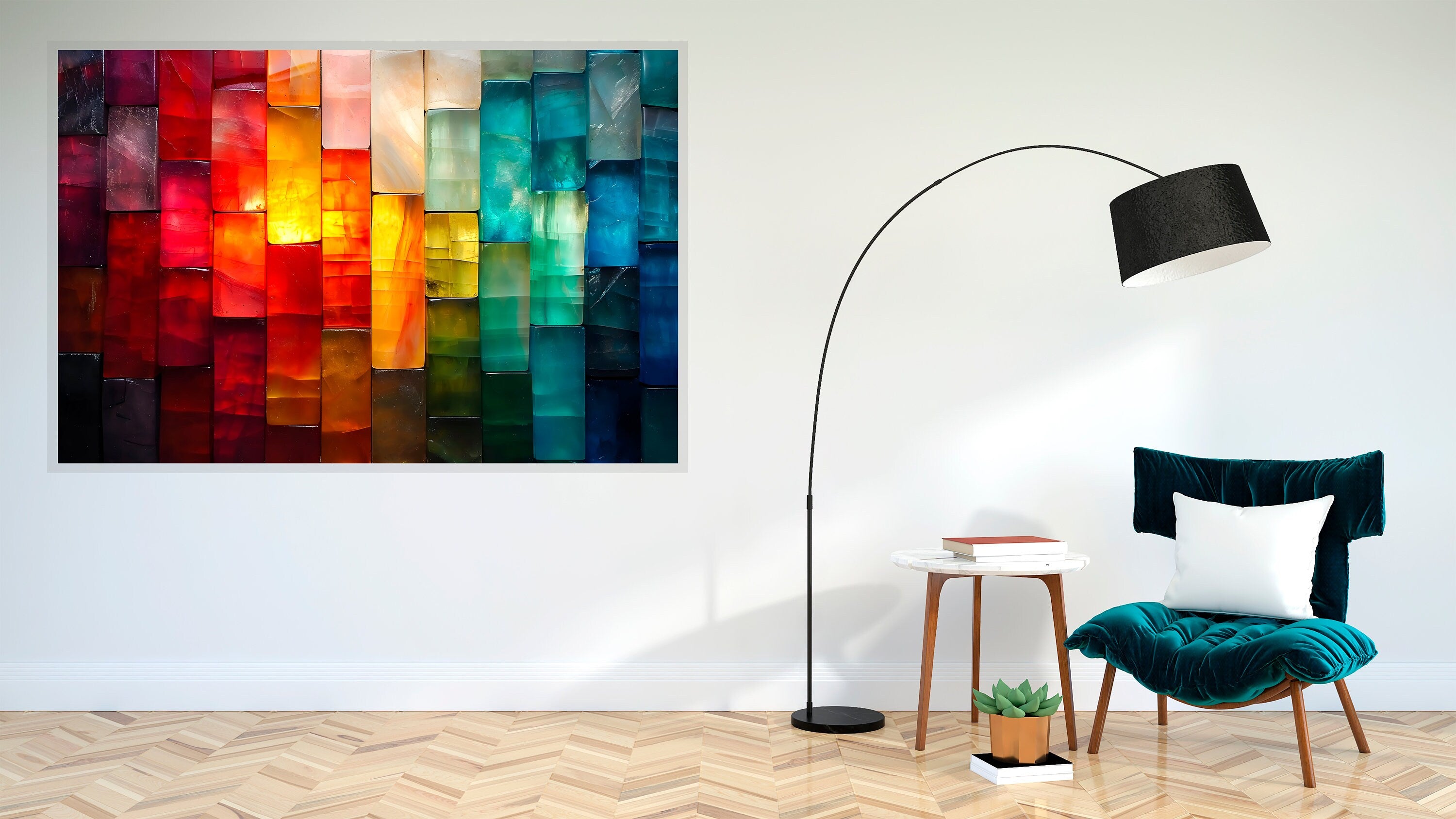 Geometric Landscape Acrylic Glass Wall Art: Modern Living Room Decor