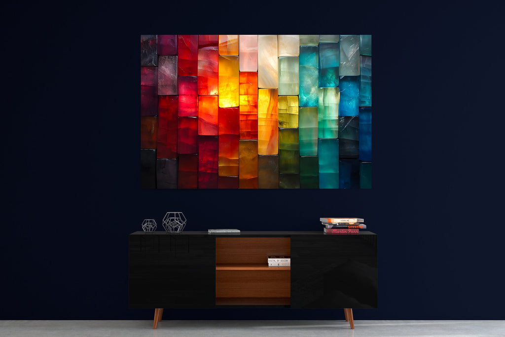 Geometric Landscape Acrylic Glass Wall Art: Modern Living Room Decor