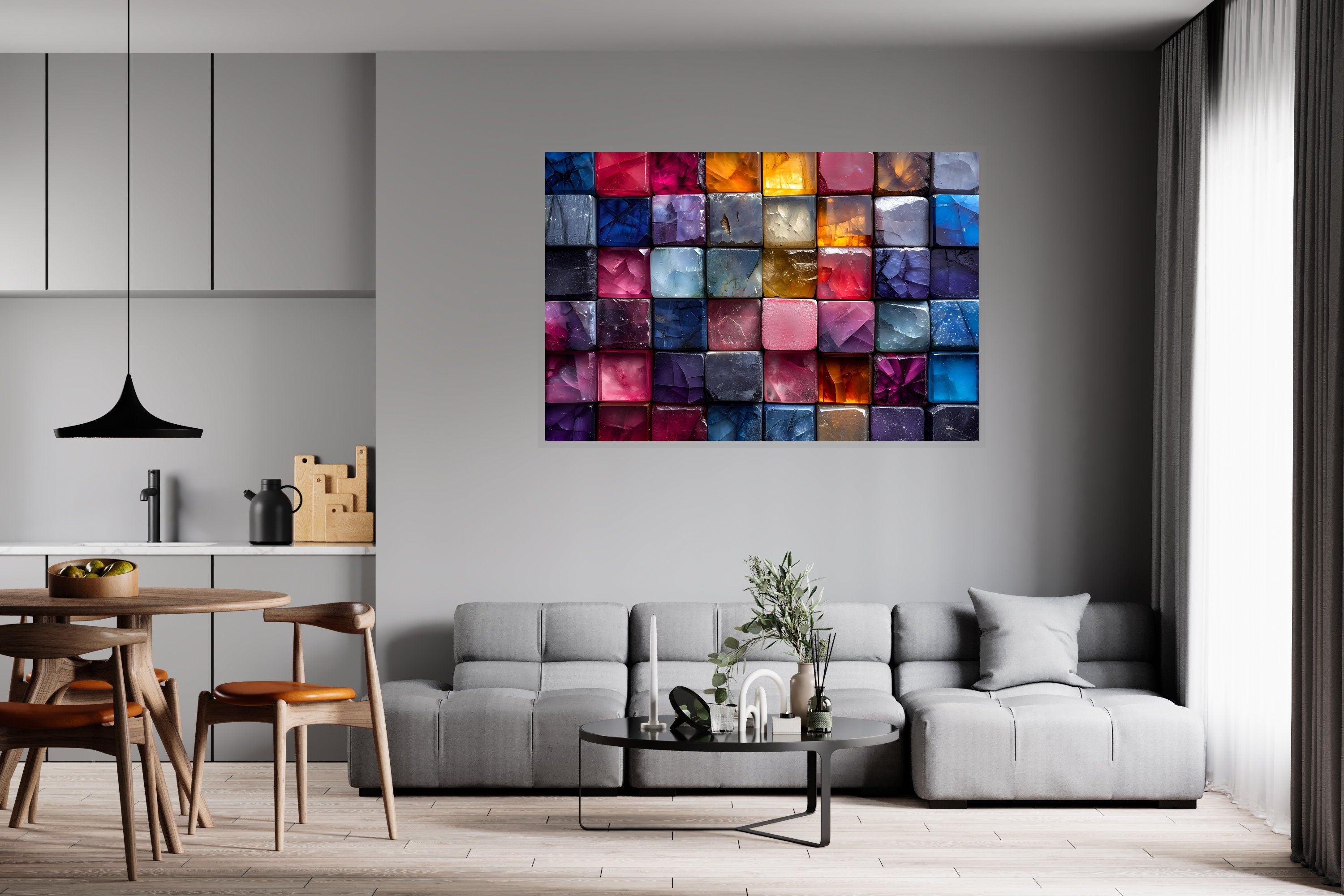 Quartzlight Depths Acrylic Glass Wall Art: Luminous Geode Landscape