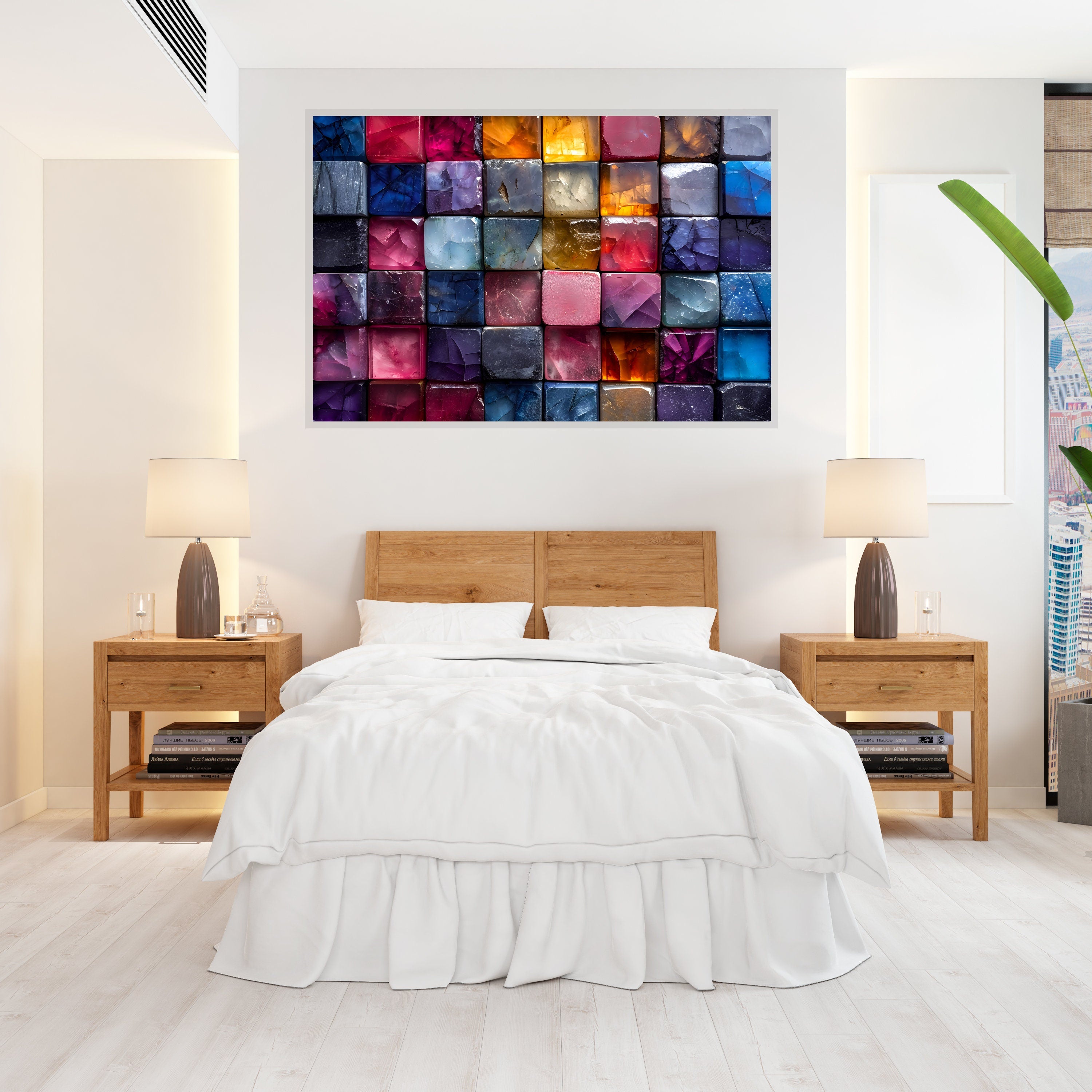 Quartzlight Depths Acrylic Glass Wall Art: Luminous Geode Landscape