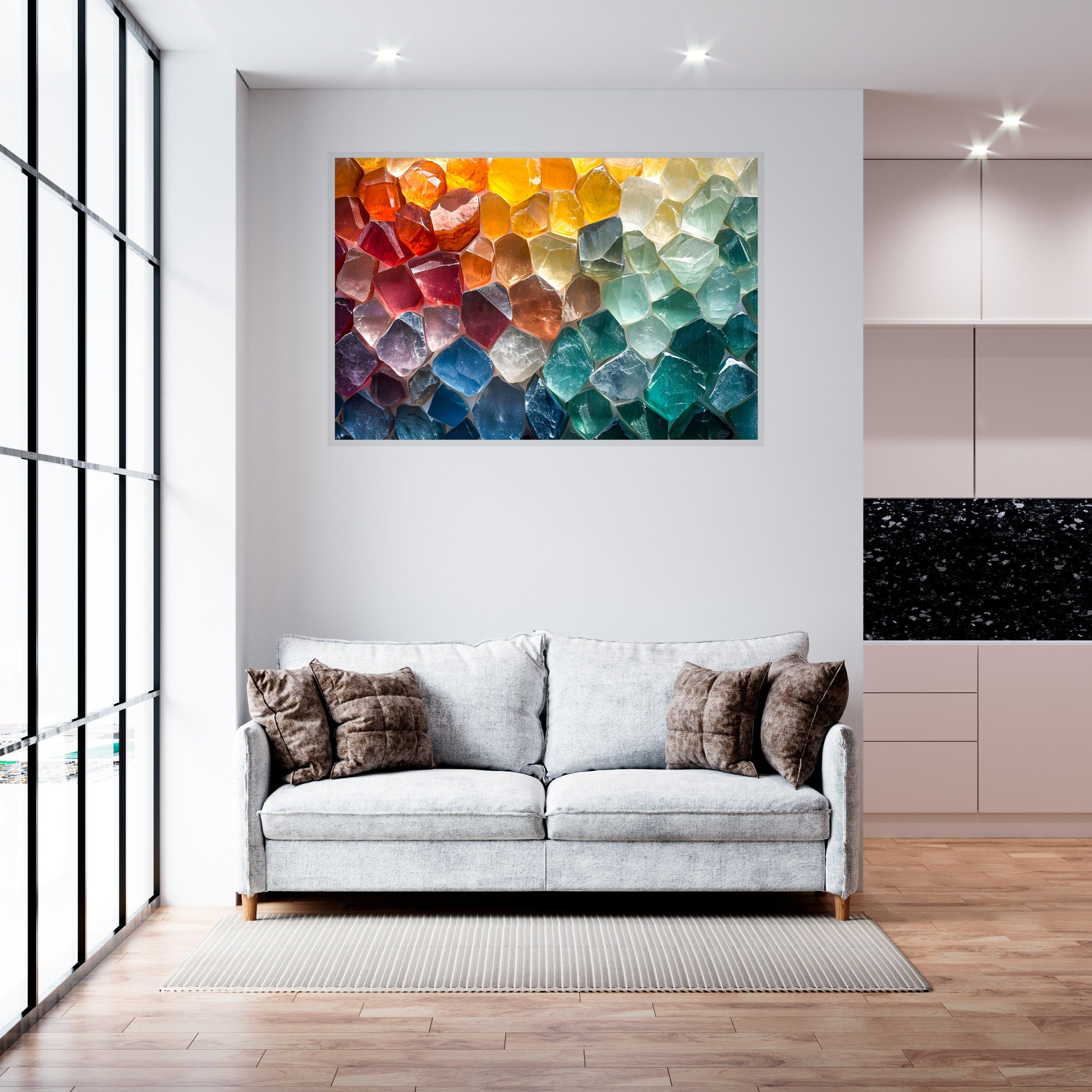 Crystal Geode AcrylGlass Wall Art: Luminous Modern Decor