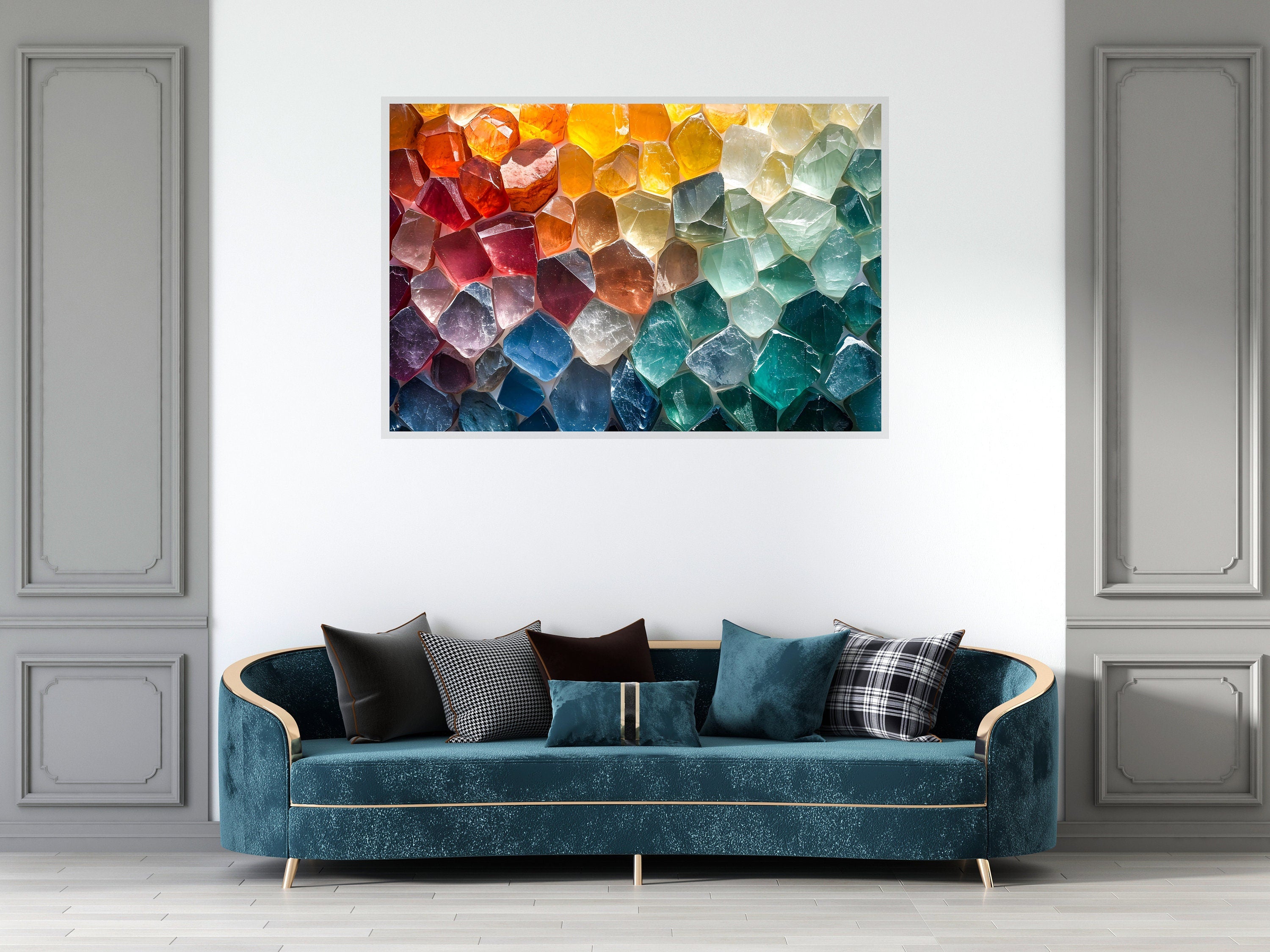 Crystal Geode AcrylGlass Wall Art: Luminous Modern Decor
