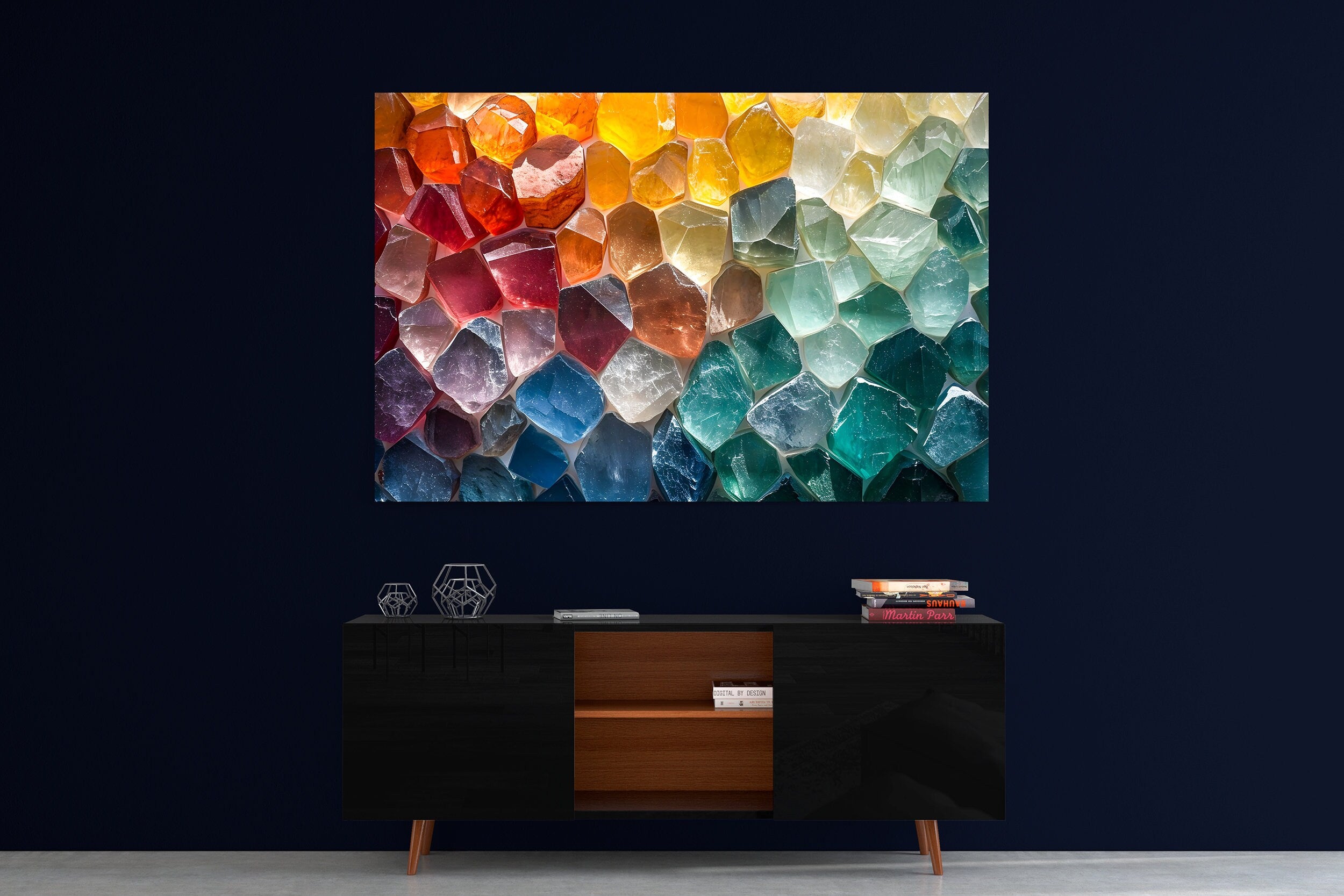 Crystal Geode AcrylGlass Wall Art: Luminous Modern Decor