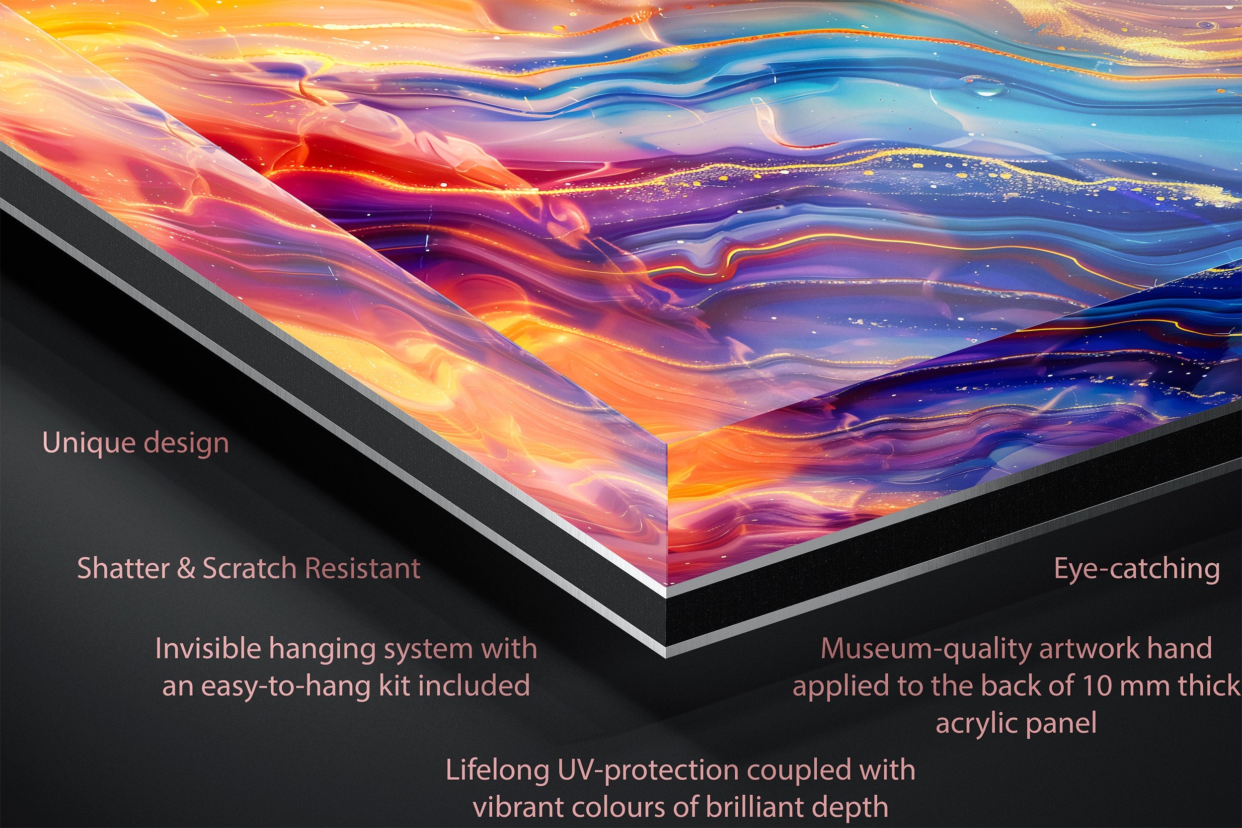 Chromaflow Acrylic Glass Wall Art: Modern Landscape, Glossy Finish