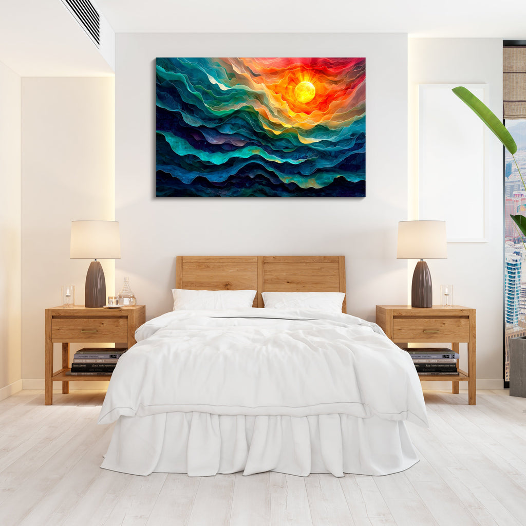 Sunquatic Acrylic Glass Wall Art: Contemporary Abstract Landscape