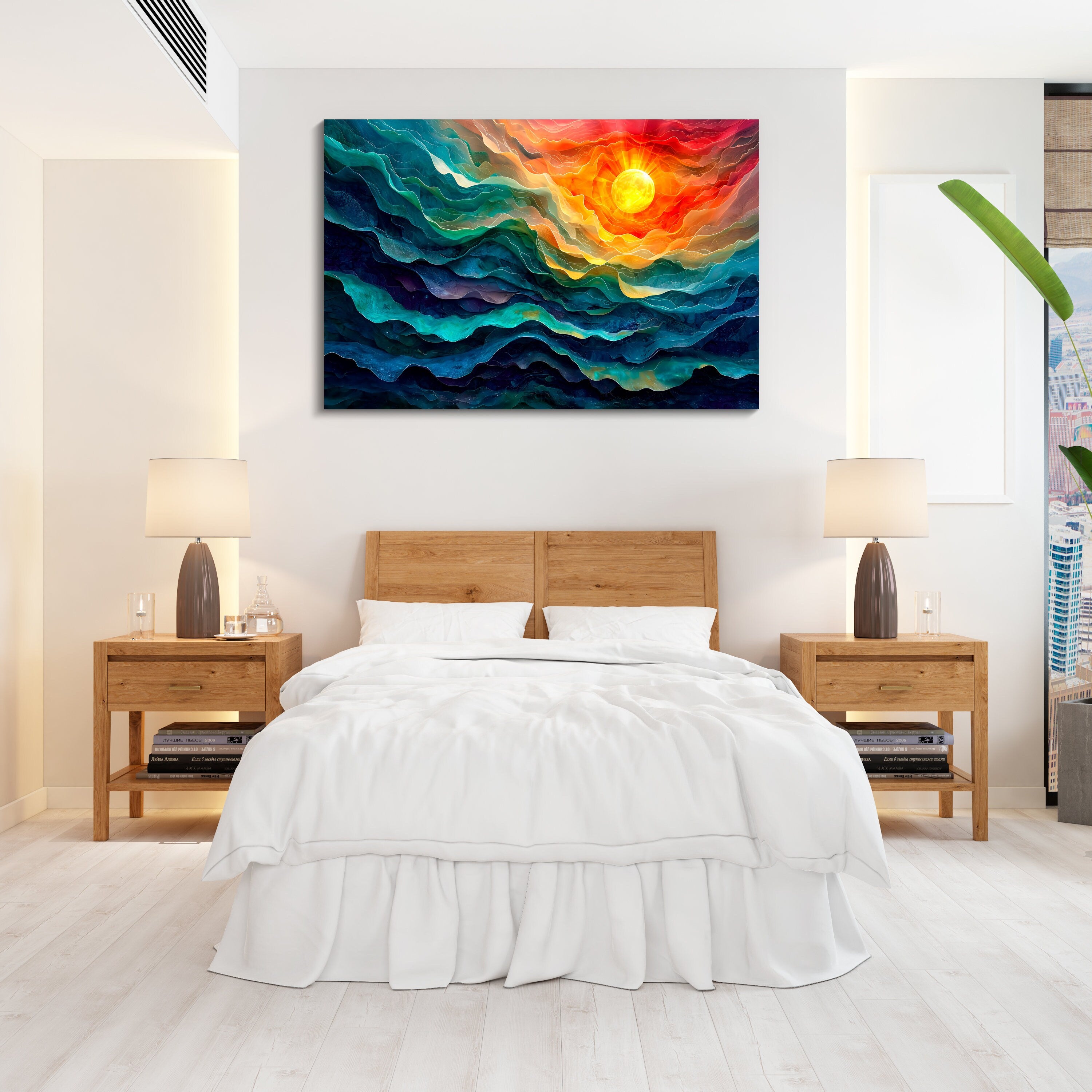 Sunquatic Acrylic Glass Wall Art: Contemporary Abstract Landscape