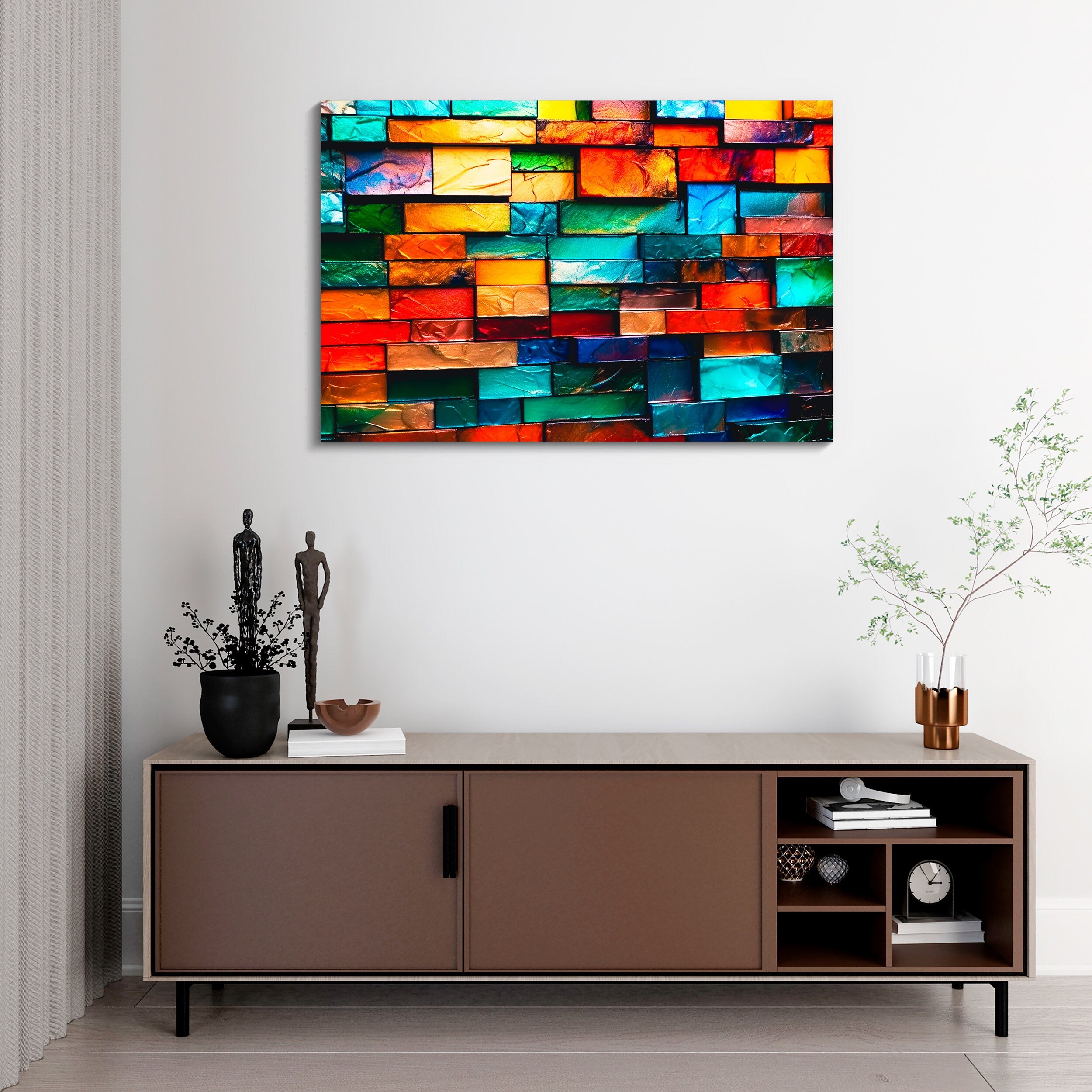 Marbella Crystal AcrylGlass 3D Wall Art: Jewel Tone Mosaic, Modern Home Decor