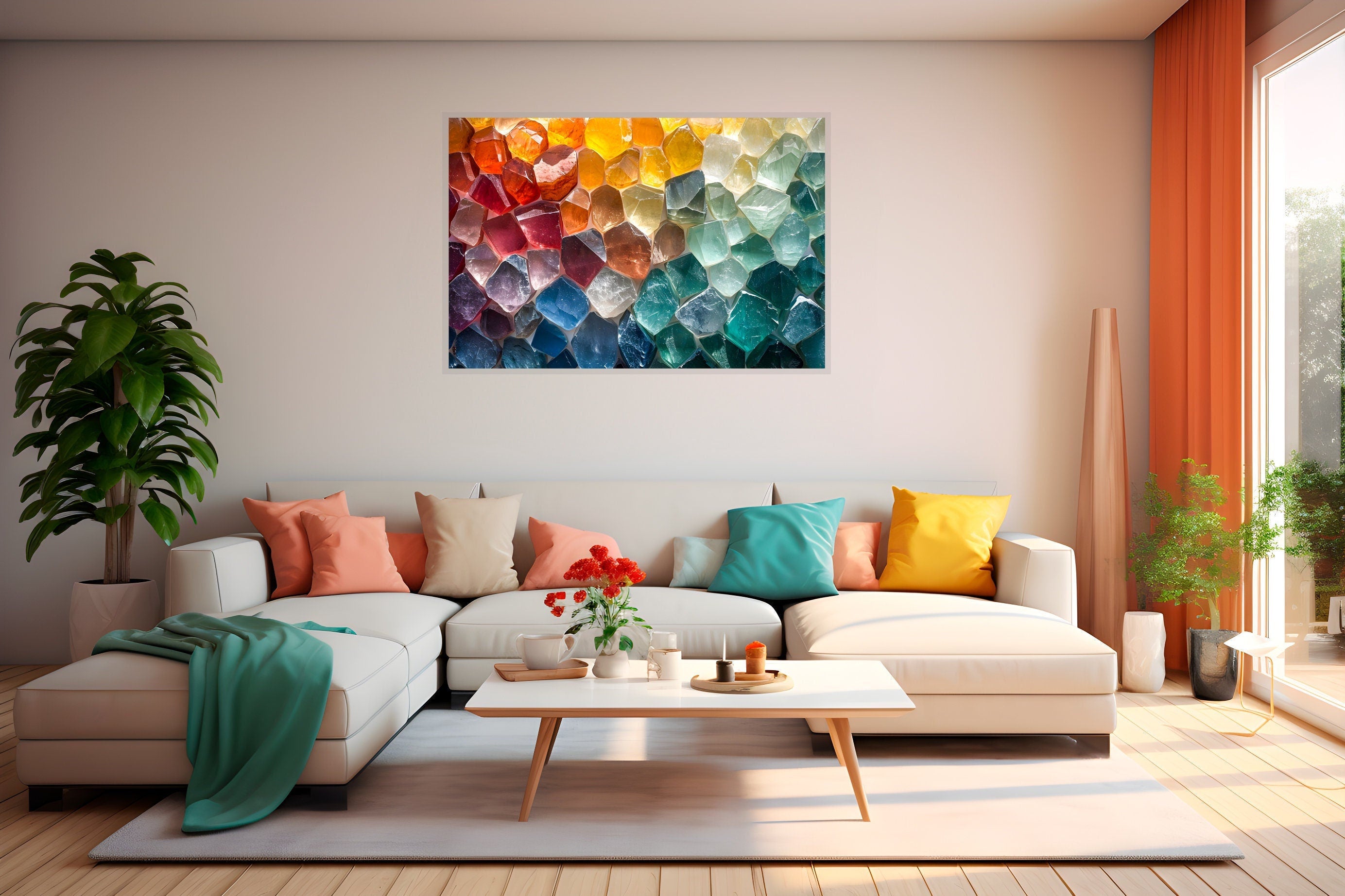 Crystal Geode AcrylGlass Wall Art: Luminous Modern Decor