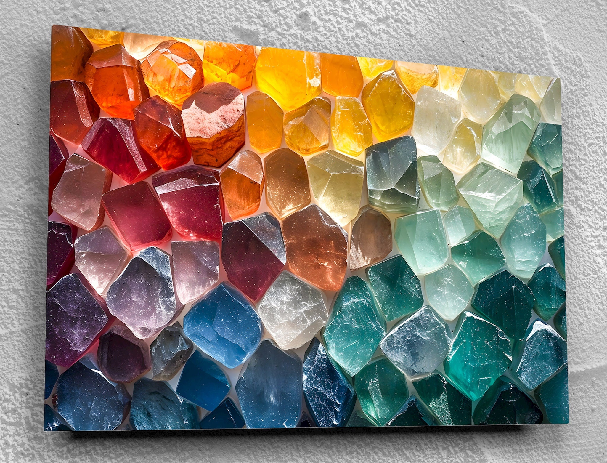 Crystal Geode AcrylGlass Wall Art: Luminous Modern Decor