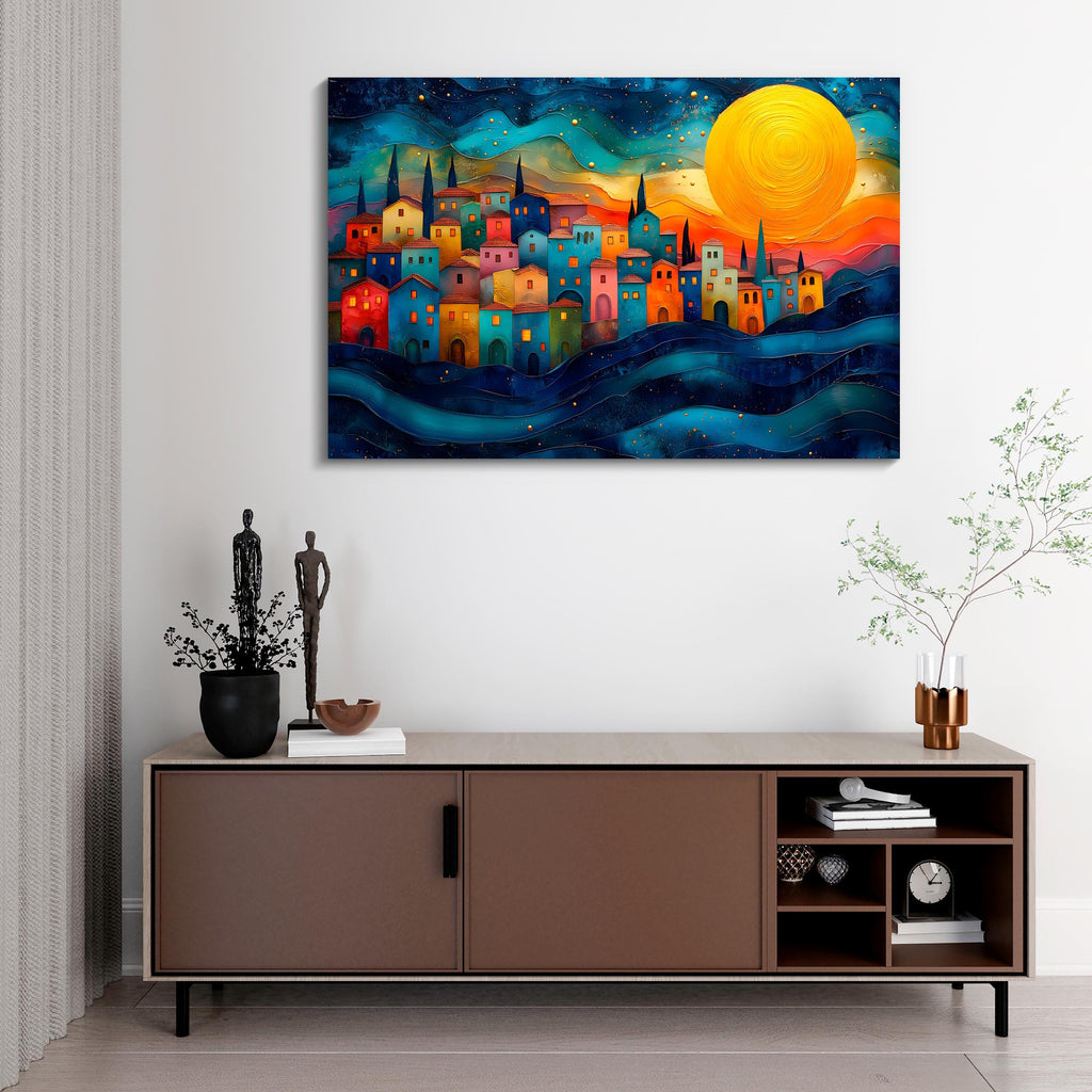 Sicilian Sunset Acrylic Glass Wall Art: Mediterranean Landscape
