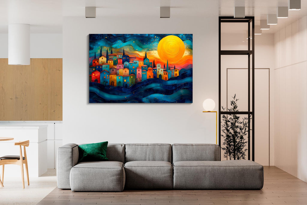 Sicilian Sunset Acrylic Glass Wall Art: Mediterranean Landscape