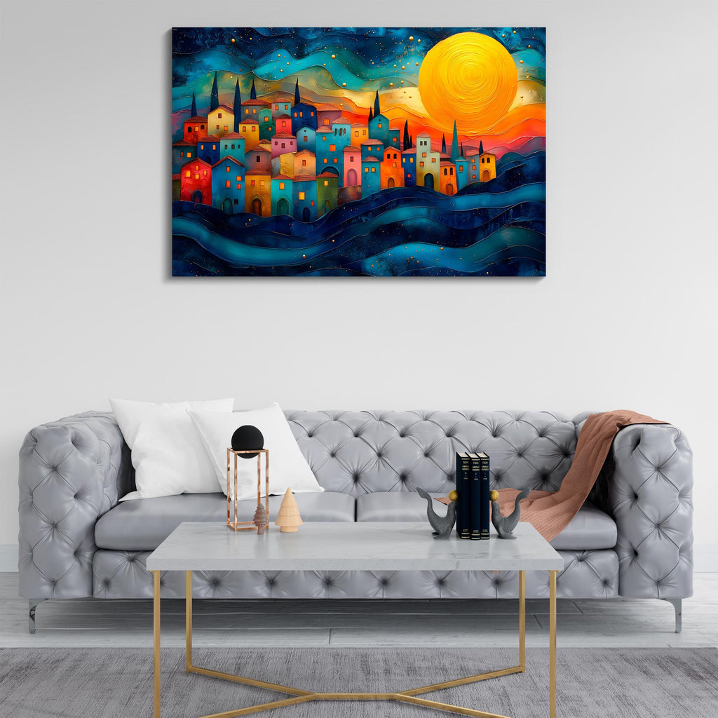 Sicilian Sunset Acrylic Glass Wall Art: Mediterranean Landscape