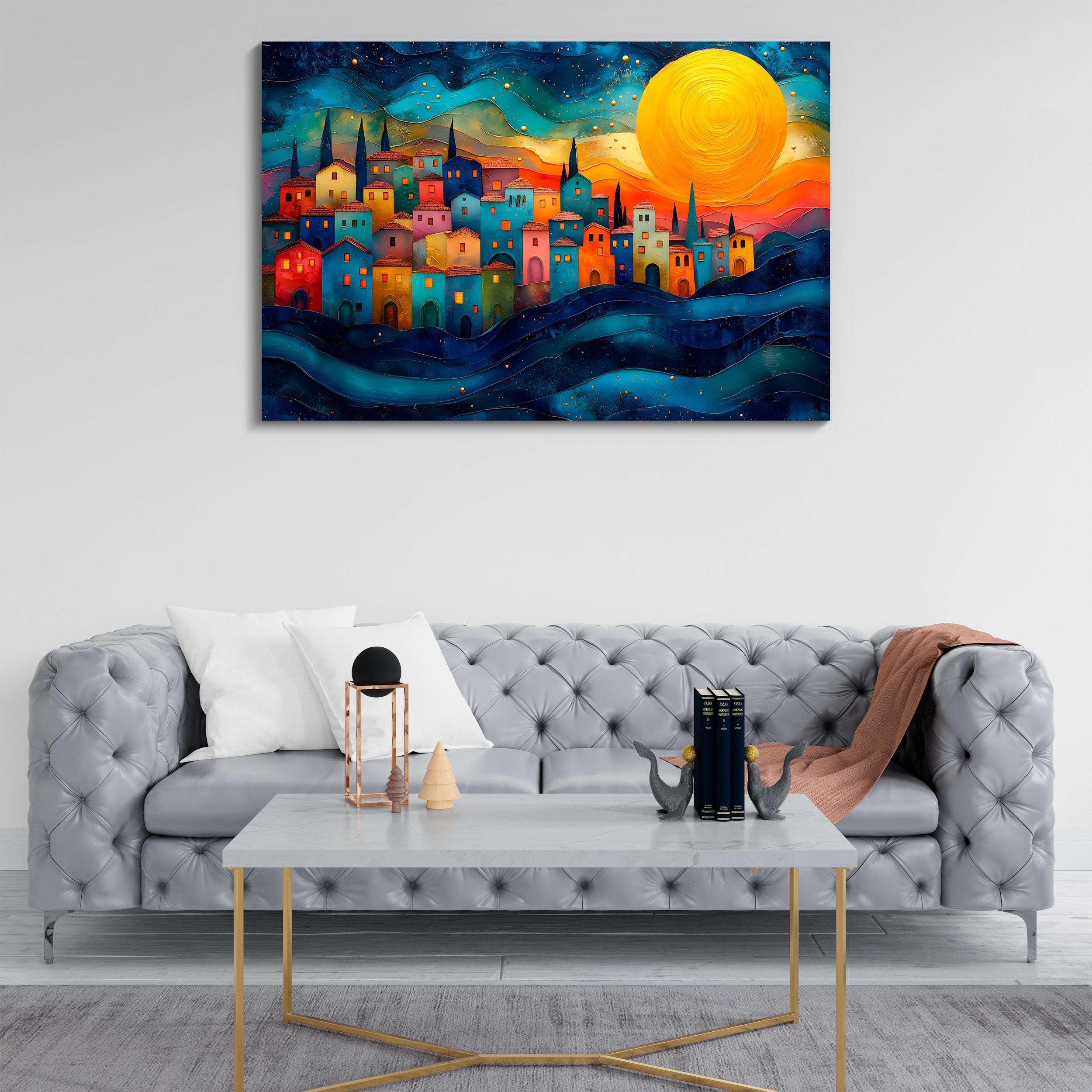 Sicilian Sunset Acrylic Glass Wall Art: Mediterranean Landscape