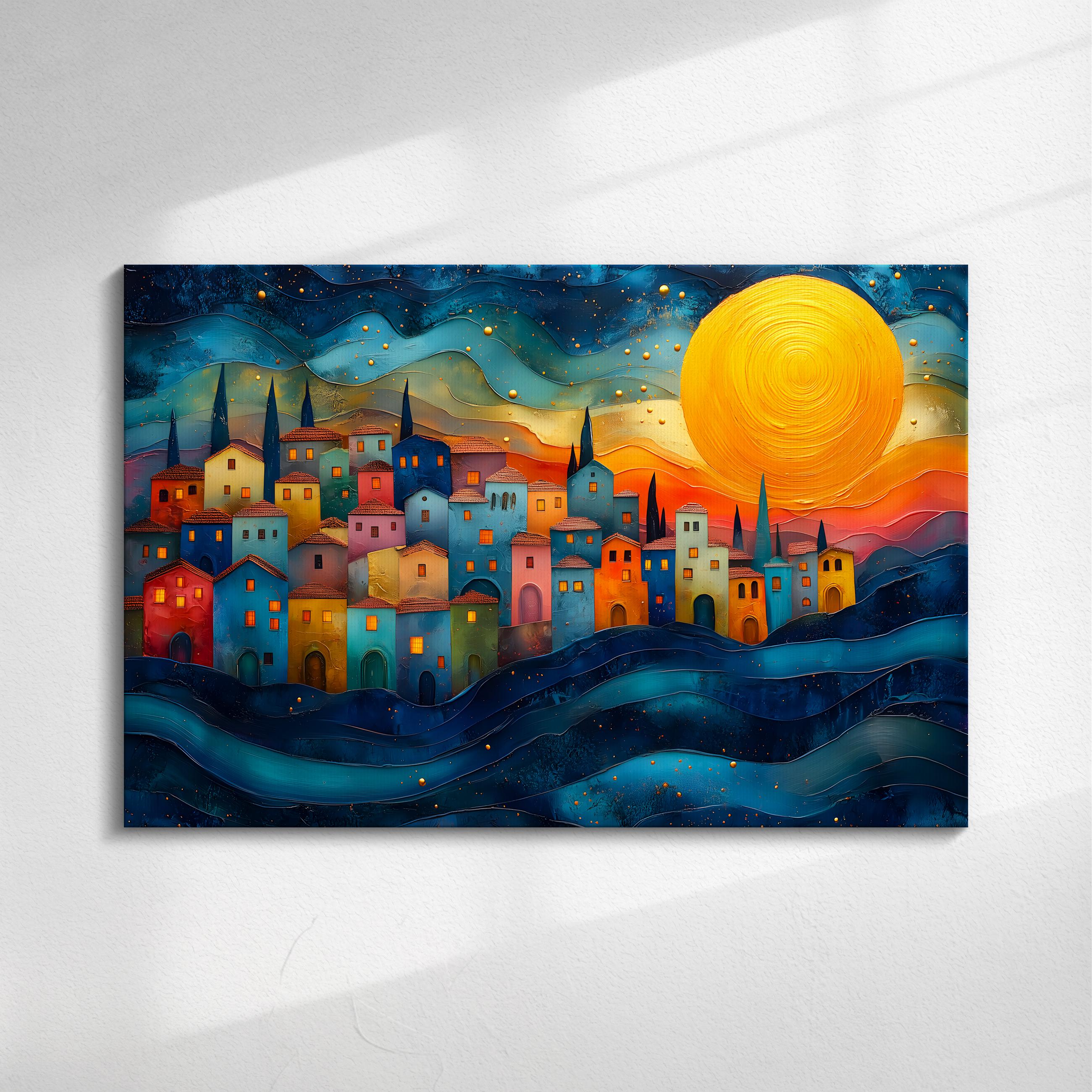 Sicilian Sunset Acrylic Glass Wall Art: Mediterranean Landscape