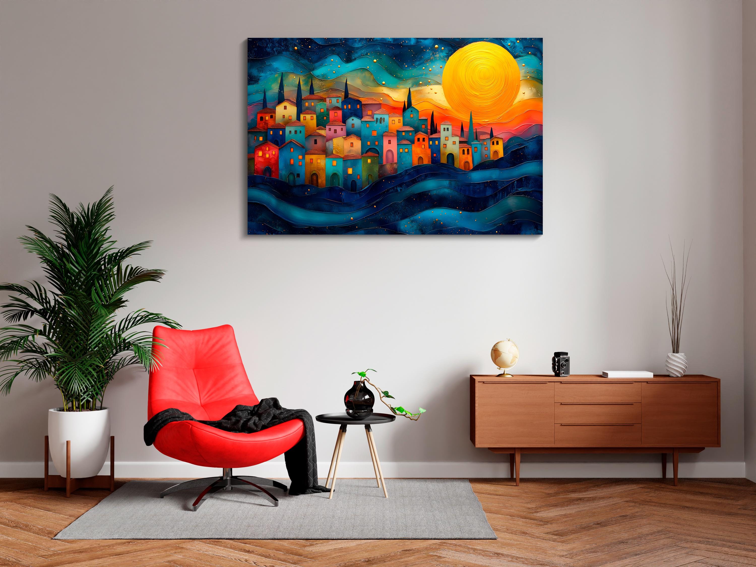 Sicilian Sunset Acrylic Glass Wall Art: Mediterranean Landscape