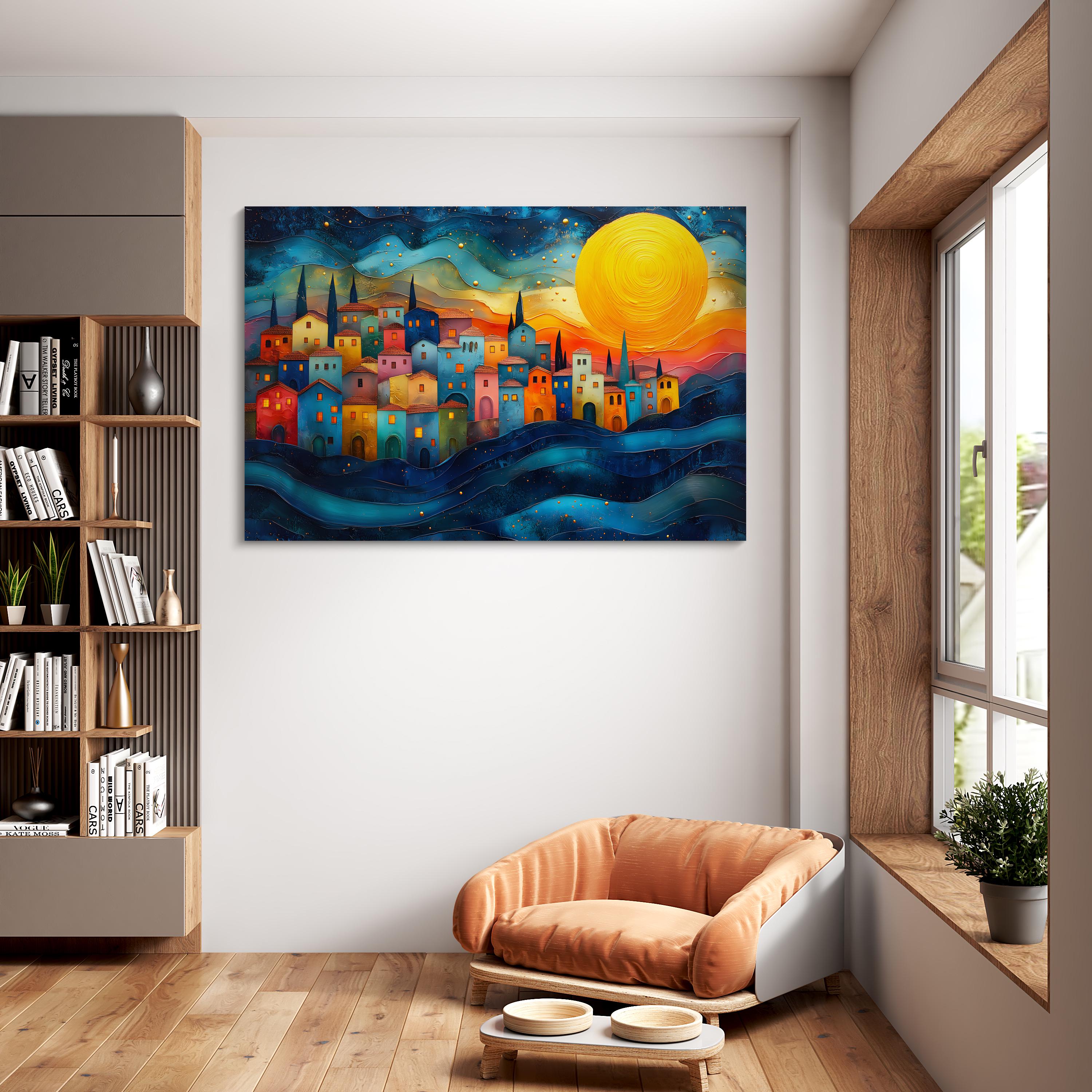 Sicilian Sunset Acrylic Glass Wall Art: Mediterranean Landscape