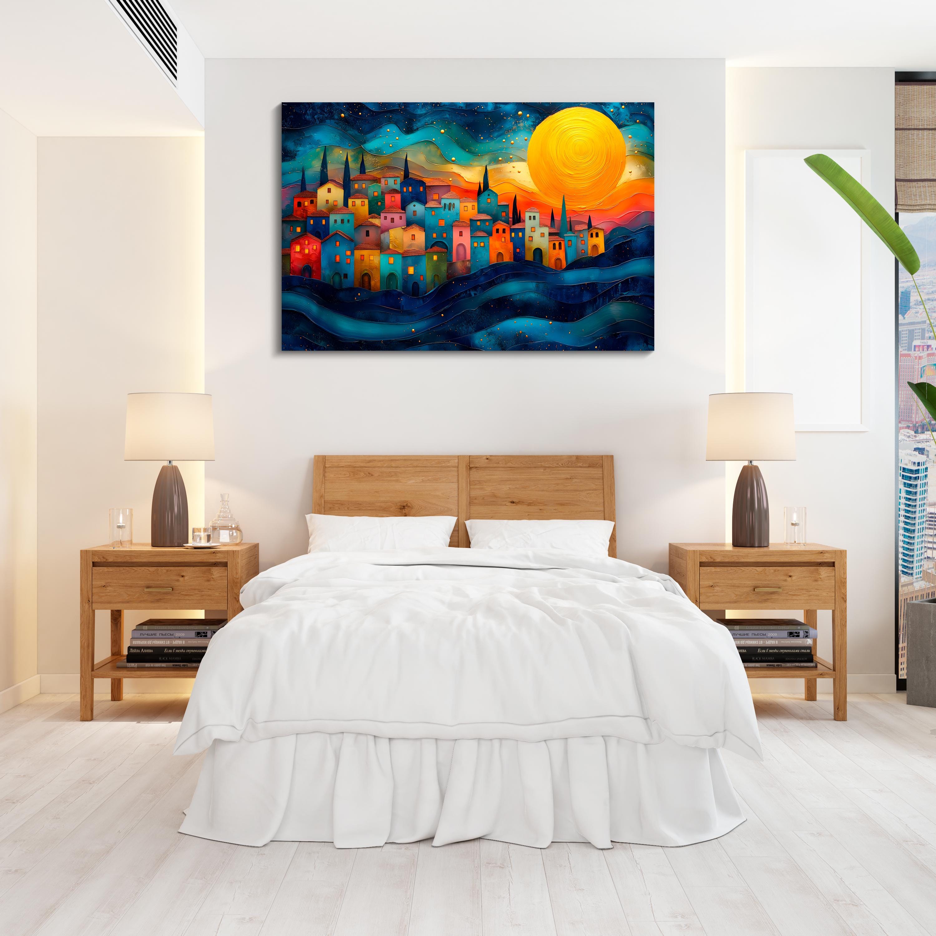Sicilian Sunset Acrylic Glass Wall Art: Mediterranean Landscape
