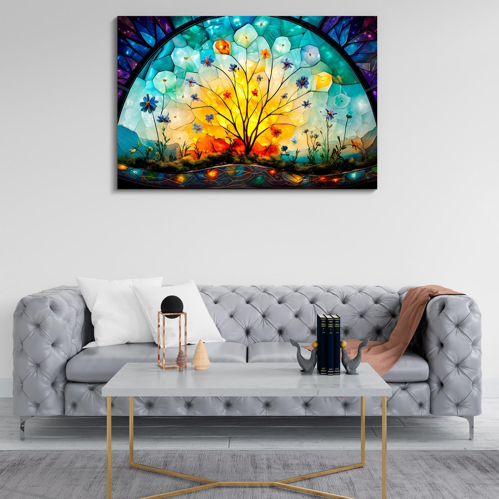Floral Tree of Life Mosaic: Luxury Acrylic Glass Wall Art