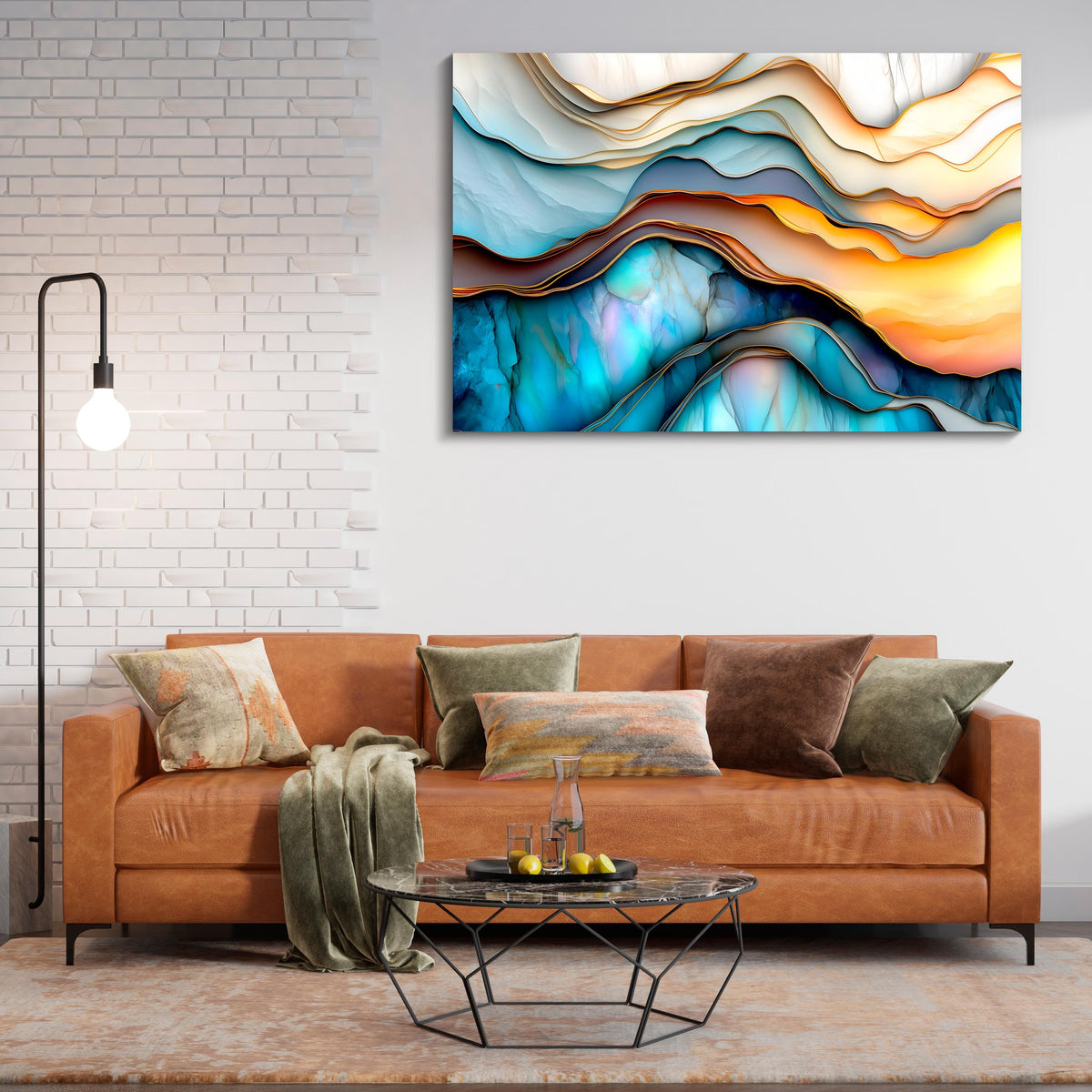Calm Currents | Fluid 3D Crystal AcrylGlass Wall Art | Shatter-Resistant Abstract Decor for Minimalist Spaces