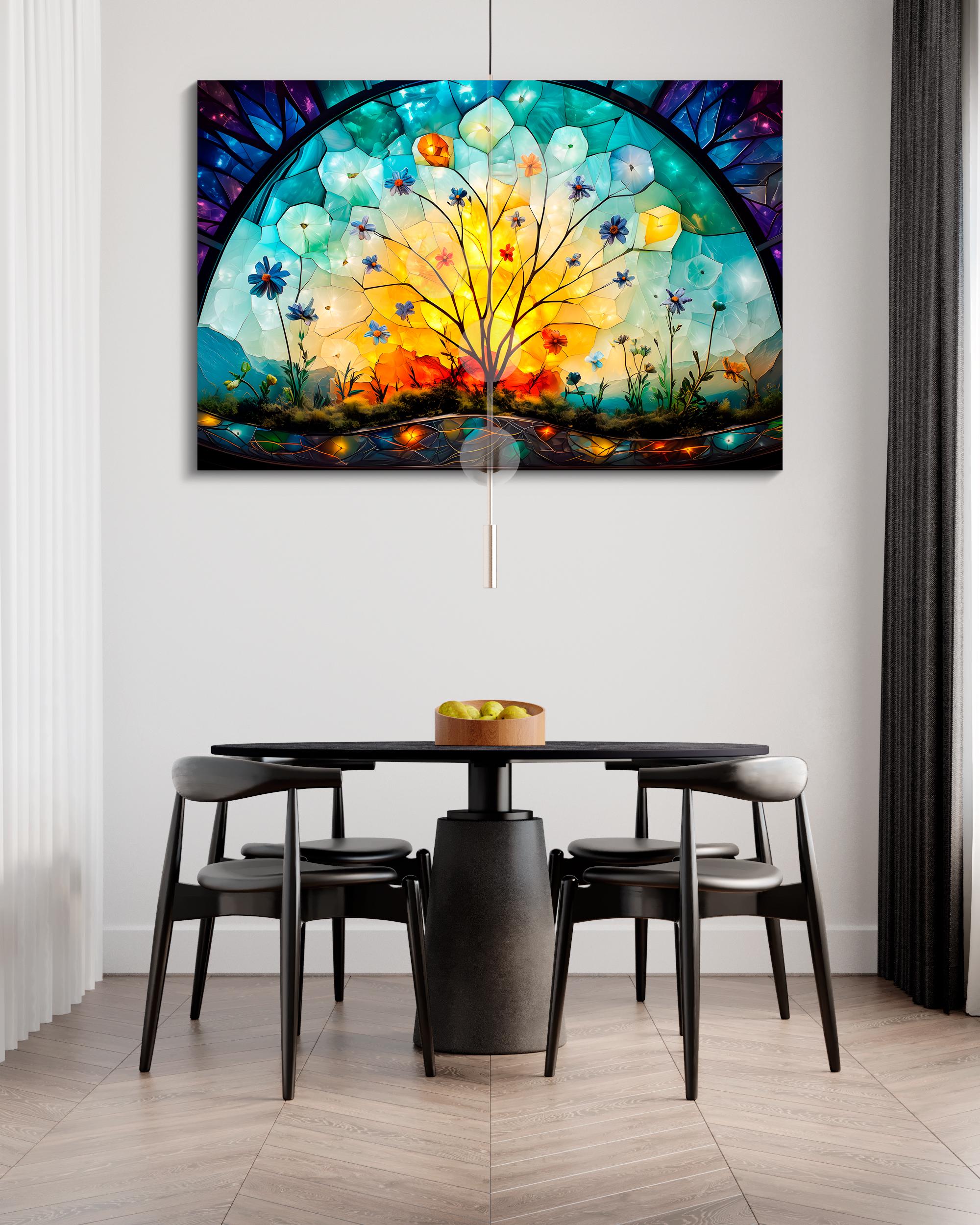 Floral Tree of Life Mosaic: Luxury Acrylic Glass Wall Art