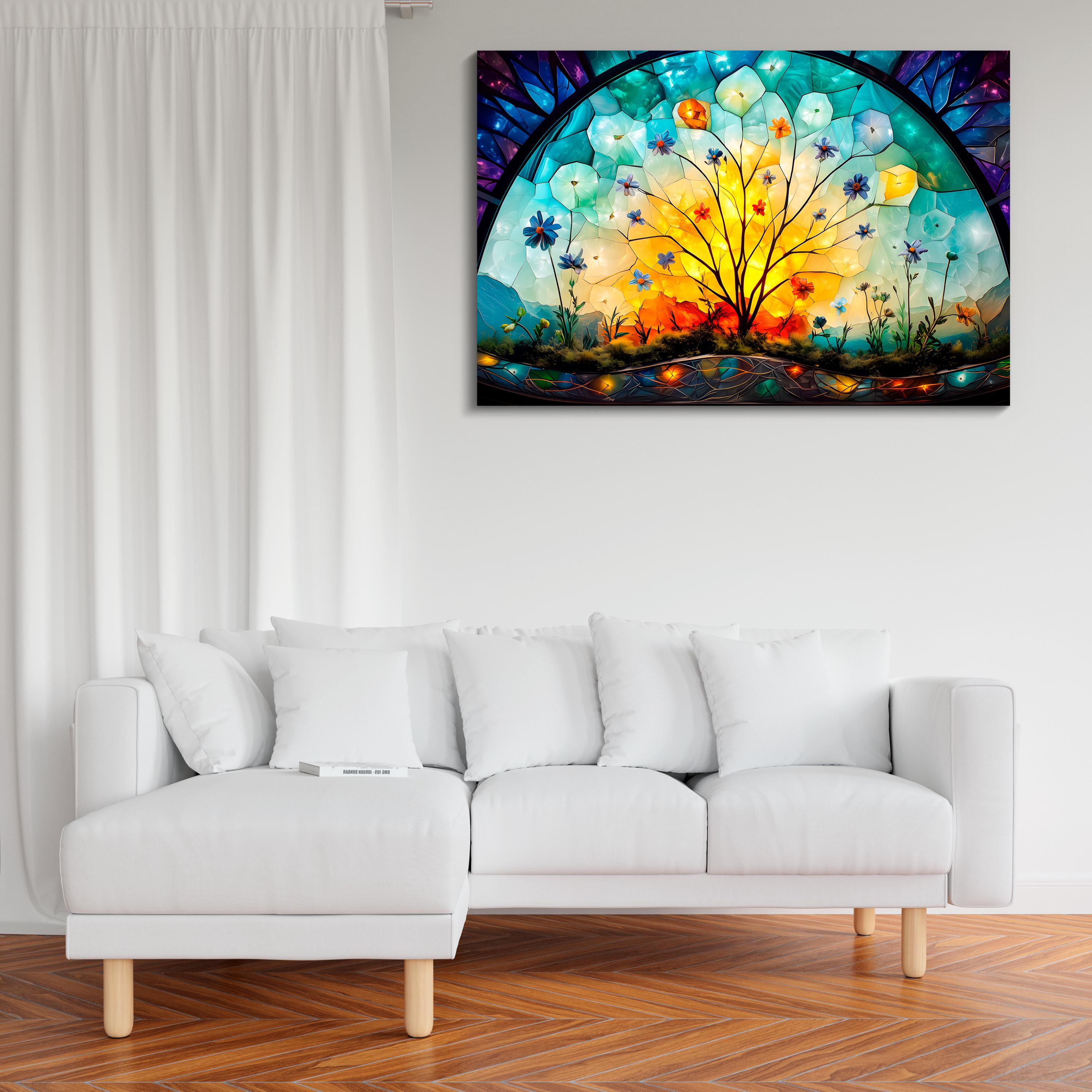 Floral Tree of Life Mosaic: Luxury Acrylic Glass Wall Art